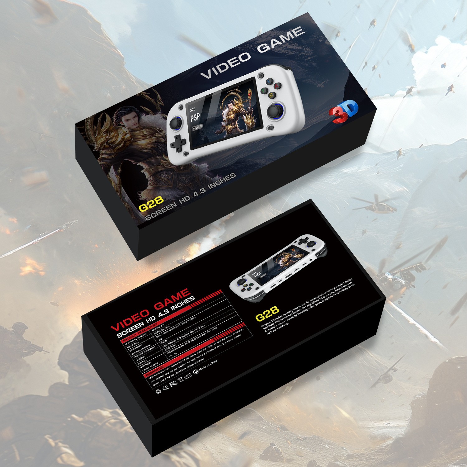 G28 Portable Handheld Video Game Console with 4.3 Inch HD Screen Built-in 20000+