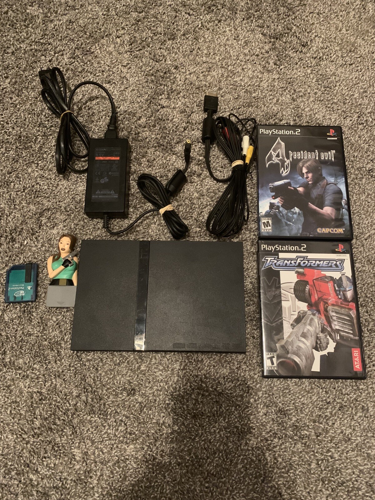 Sony PlayStation 2 Slim PS2 SCPH-70012 W/Cables Tested No Controller Games Cards
