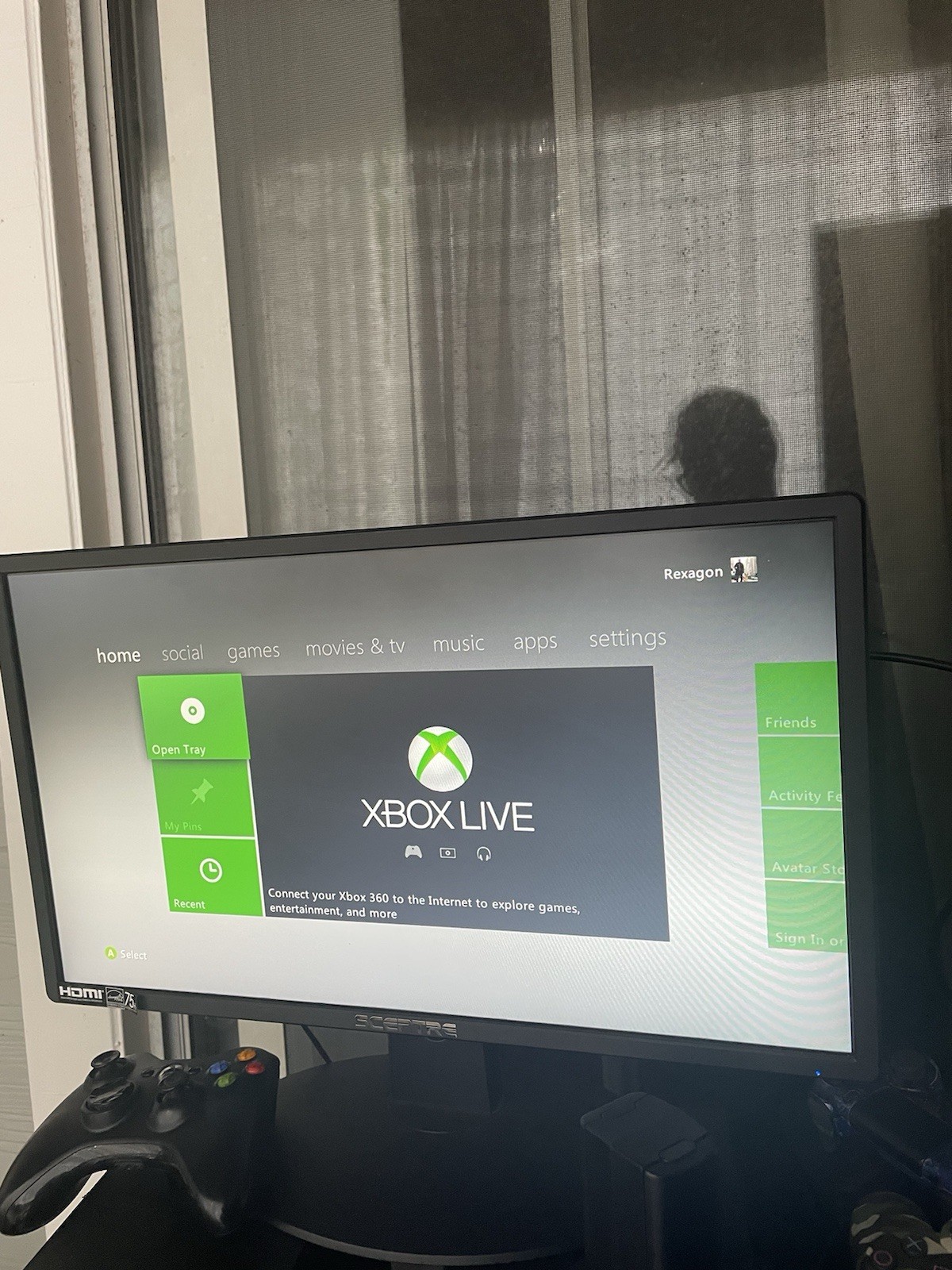 xbox 360 console With 2 Controller No Batteries. Wired Internet Needed