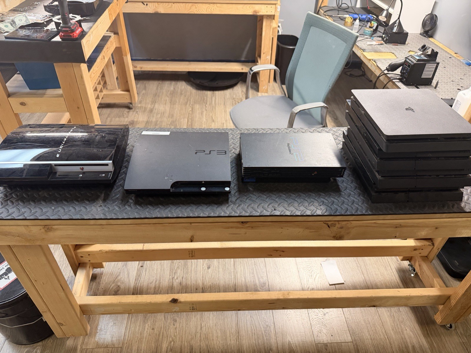 Lot of 7 Sony PlayStation Consoles PS4 PS3 PS2 For Parts Repair As Is