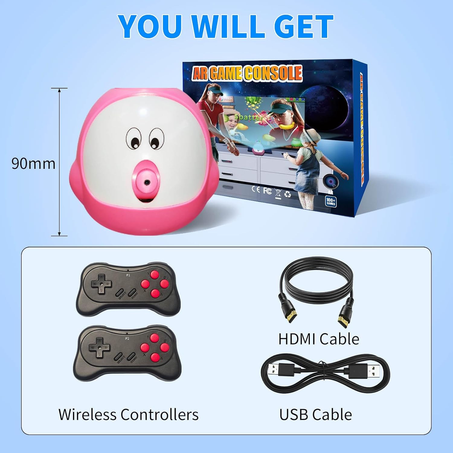 AR Motion Sensing TV Game Console, Video Games for 100+ Built-In Games, HDMI Plu