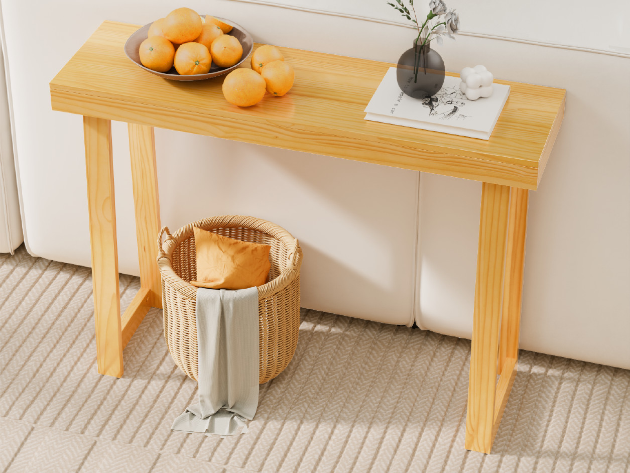 Solid Wood Console Table Narrow Entryway Table for Hallway Behind Couch Foyer