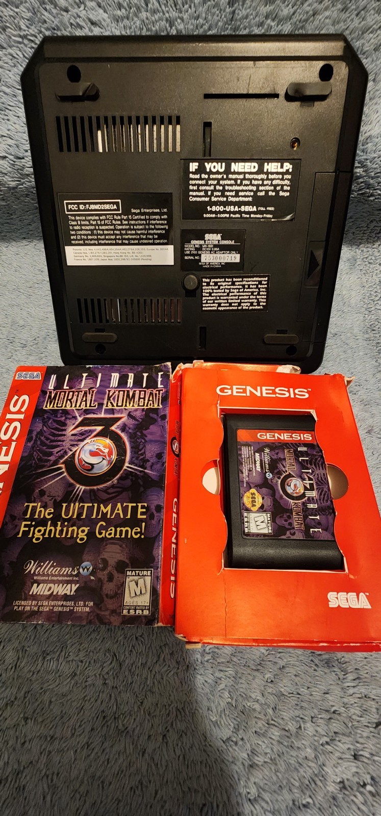 SEGA GENESIS Game Console Model 2 WITH Mortal Kombat 3