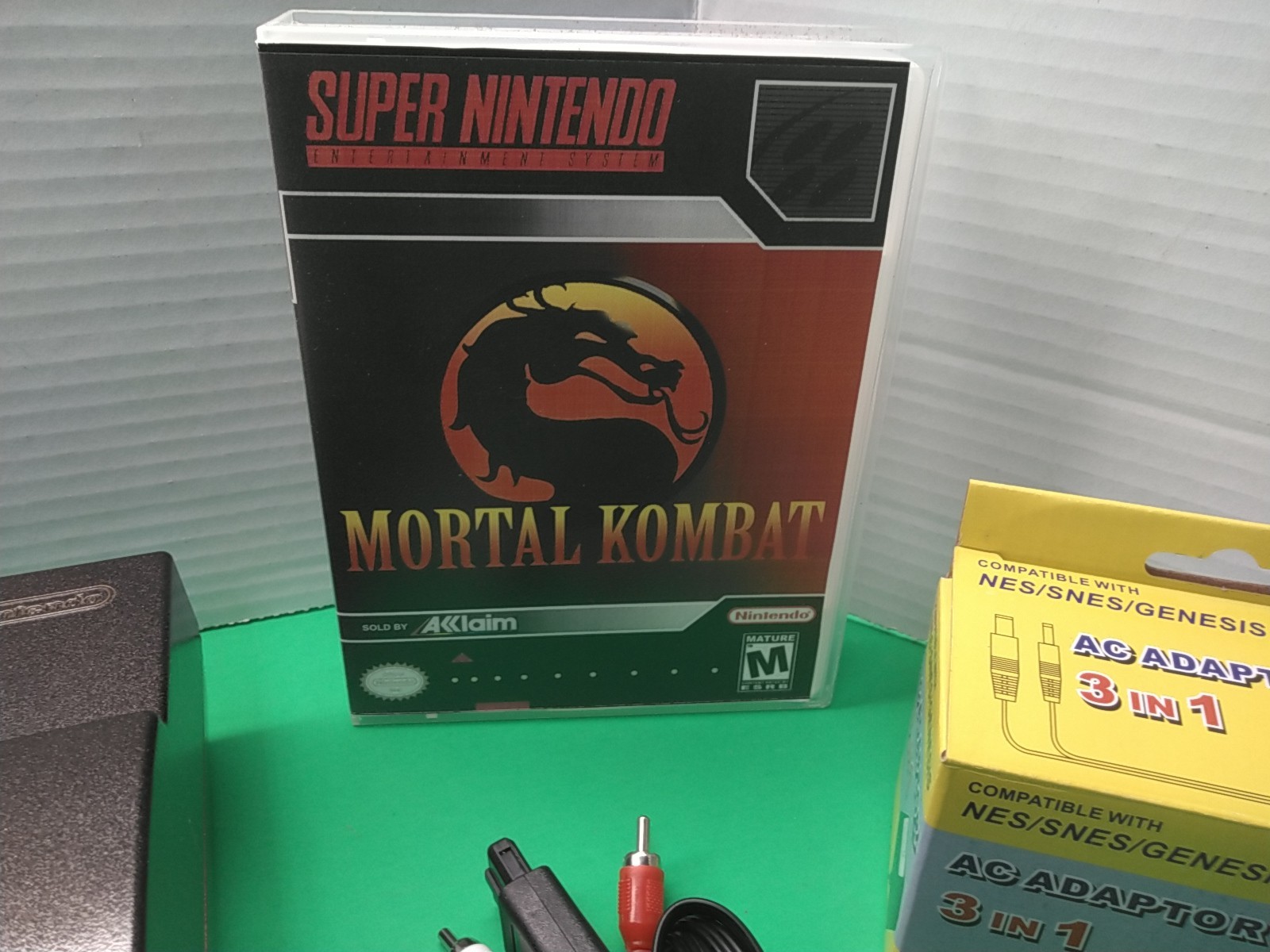 Super Nintendo system SNES with Mortal Kombat 2 Controllers All Hookups