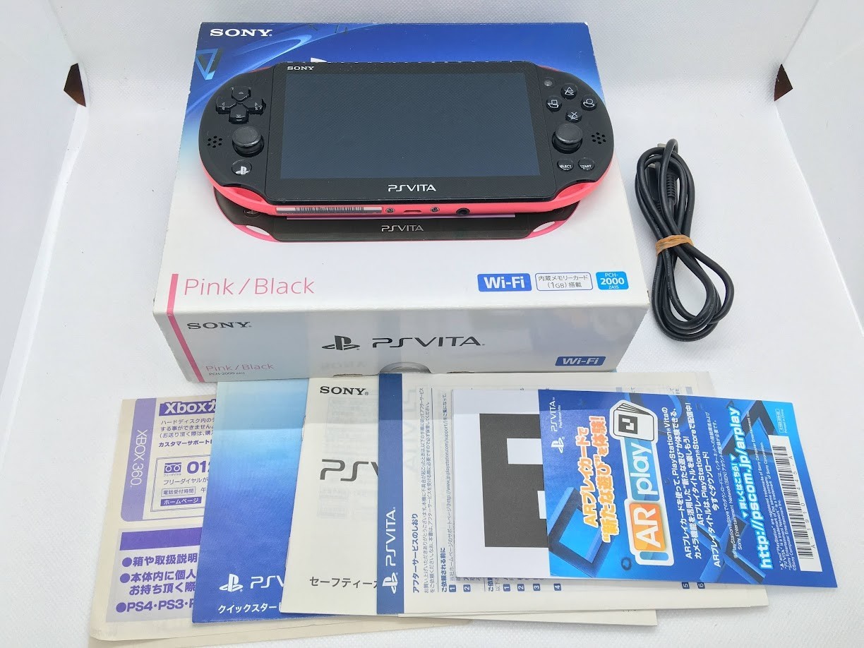 [Read/Exc] Sony PS Vita Pink/Black PCH-2000 ZA15 Slim Console Wi-fi w/Box