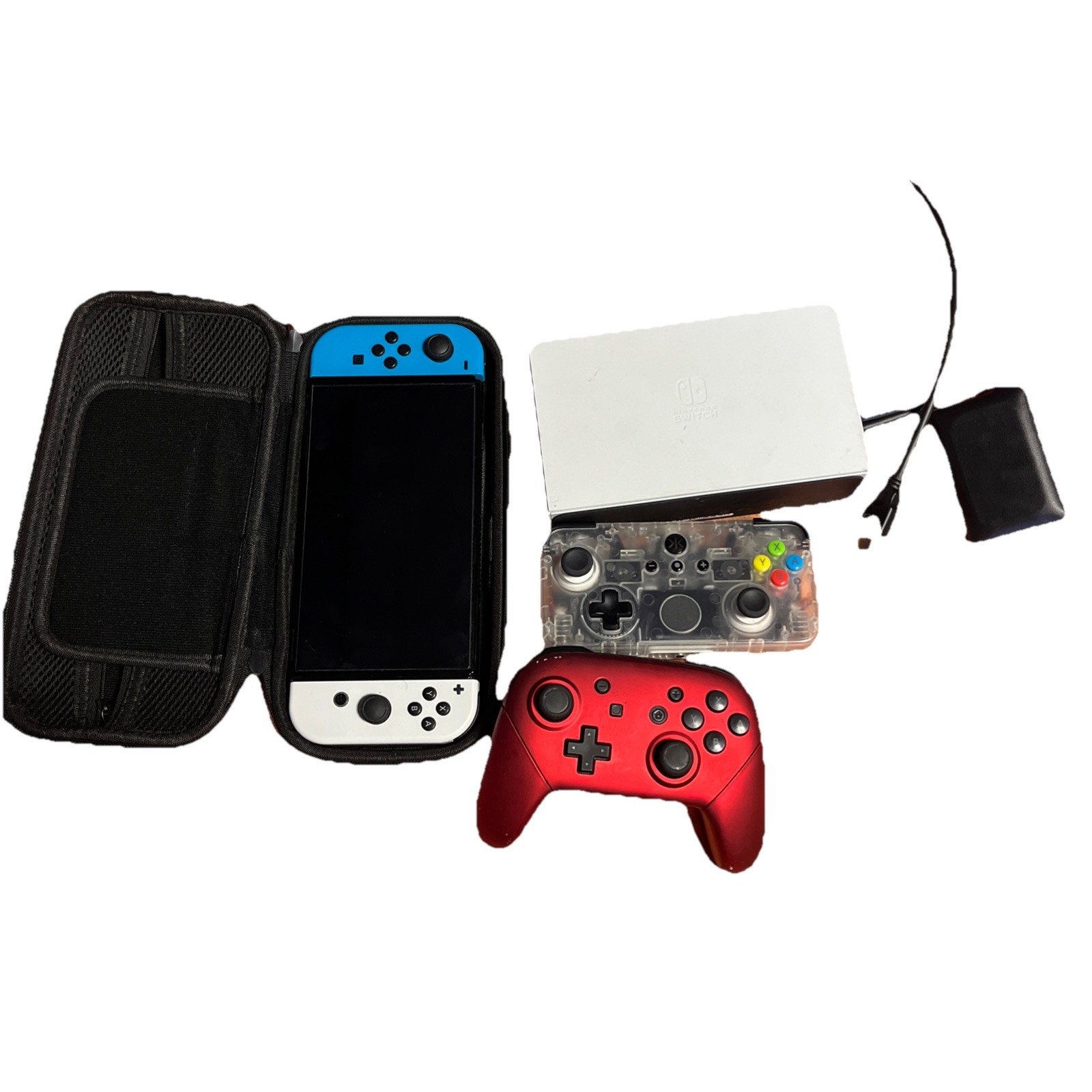 Nintendo Switch OLED Model 64GB White Joy-Con Dockable w/ Dock + 2 Controllers