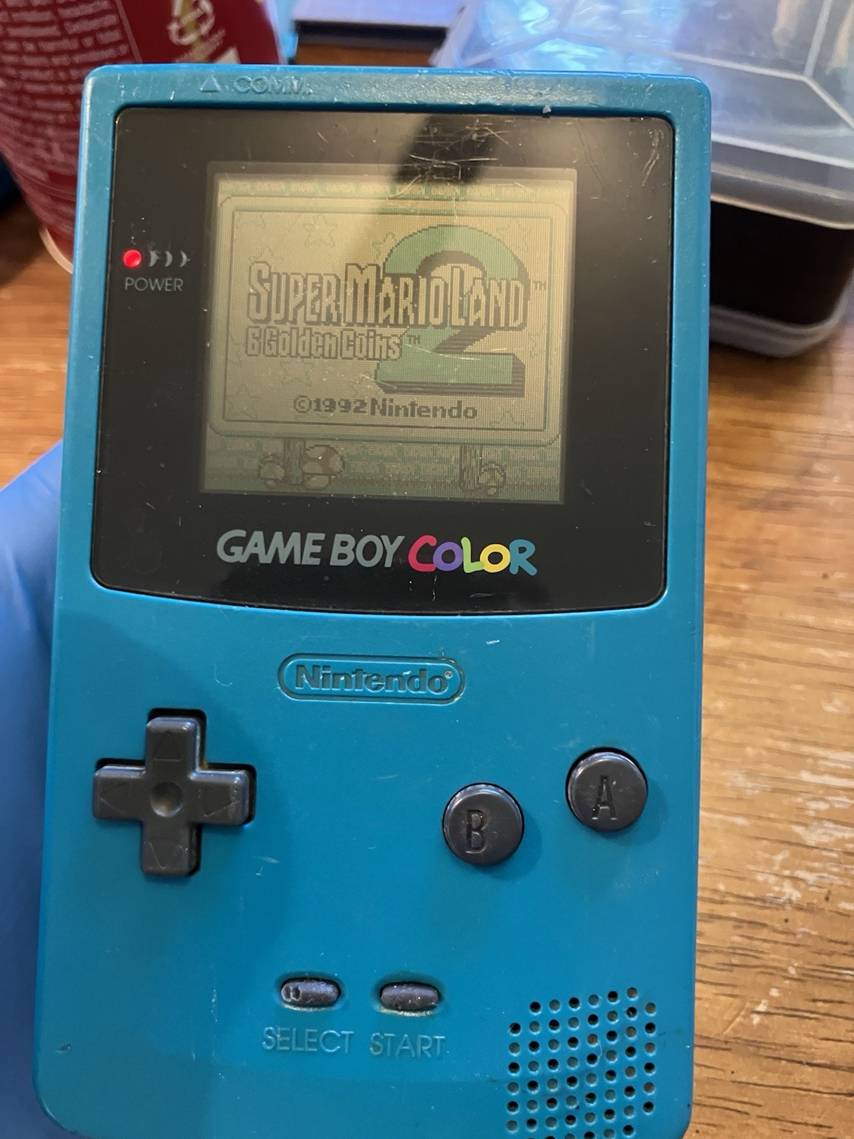 Nintendo Game Boy Color Teal Console W 2 Games Super Mario Land 2 & Terminator 2