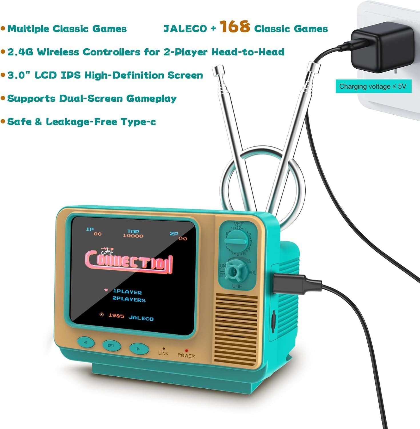 Classic TV Style Handheld Game Console – 3-inch Display & Type-C Charging