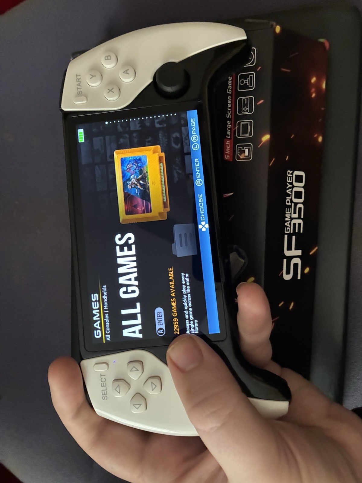 SF3500 Handheld Game Console Touchscreen FHD Display Black White