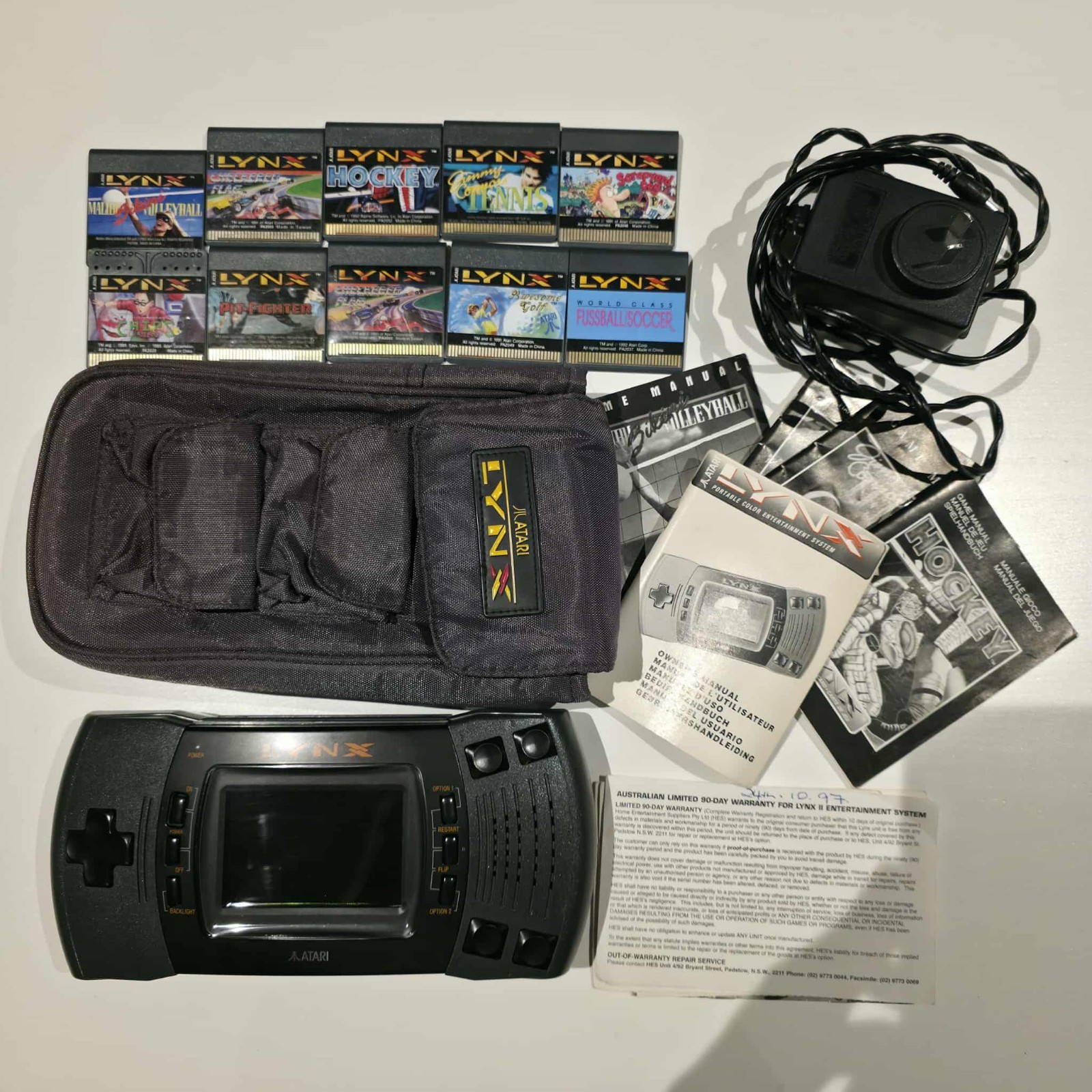 Atari Lynx II 2 Console System + 10 Games, Travel Case, Carry Bag, Power Pack