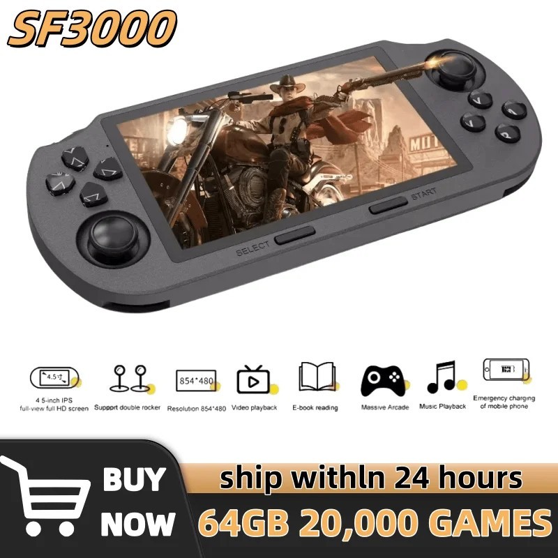 SF3000 Retro Handheld Game Console – 4.5” IPS, 3000mAh, Linux, Portable Player