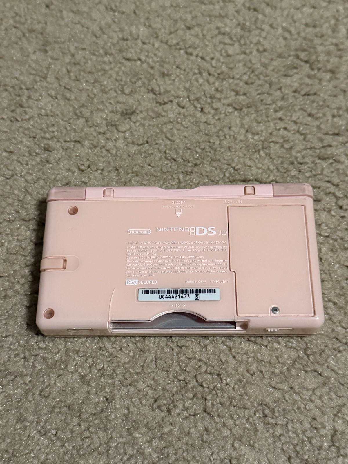 Nintendo DS Lite Video Game Console – Metallic Rose – BROKEN / For Parts Repair