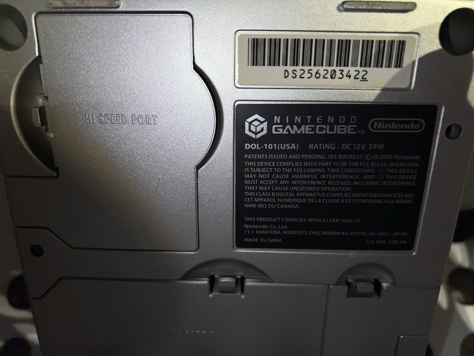 Nintendo GameCube DOL-101 Silver Console NTSC-U/C w/ Power, AV Cable, Card