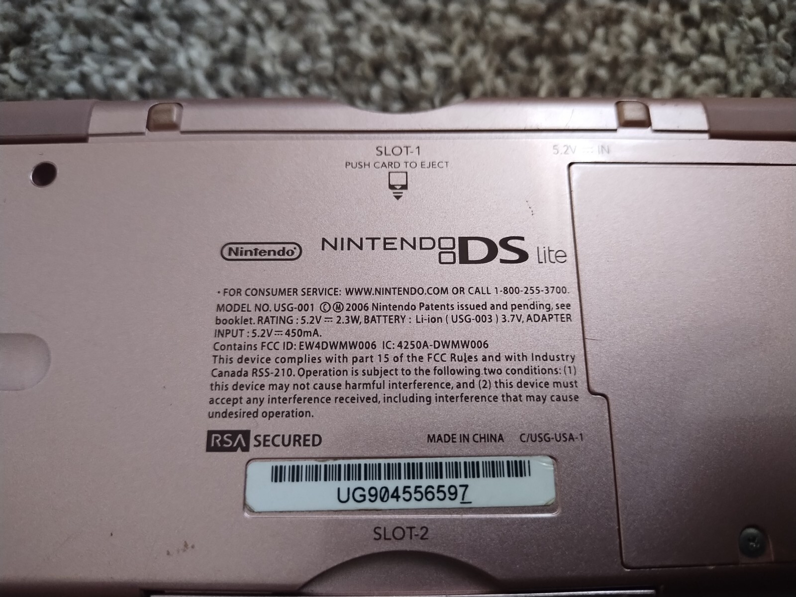 Nintendo DS Lite Video Game Console – Metallic Rose