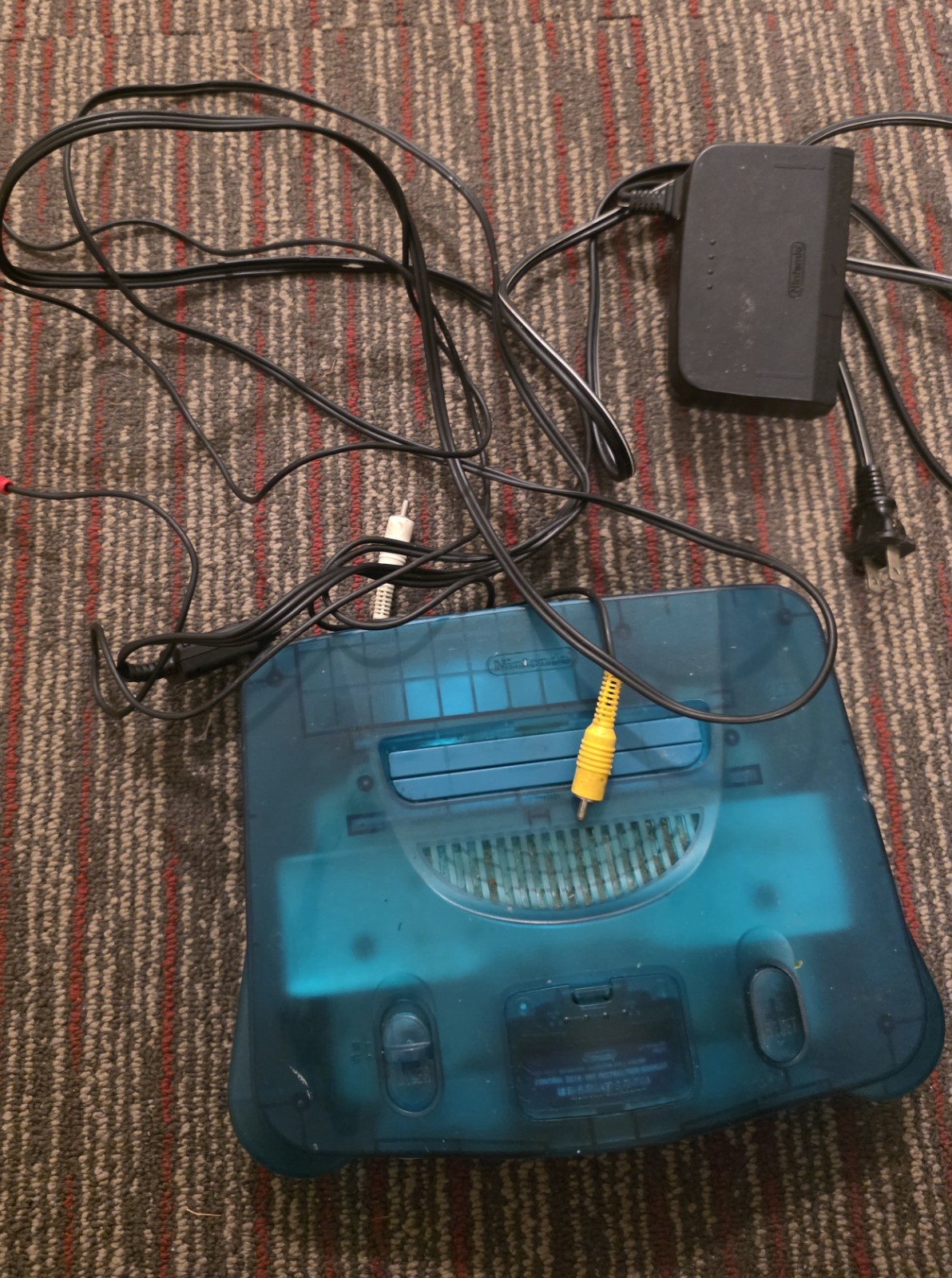 Nintendo 64 Ice Blue Console system N64 W/ Expansion Pack And adapter cable