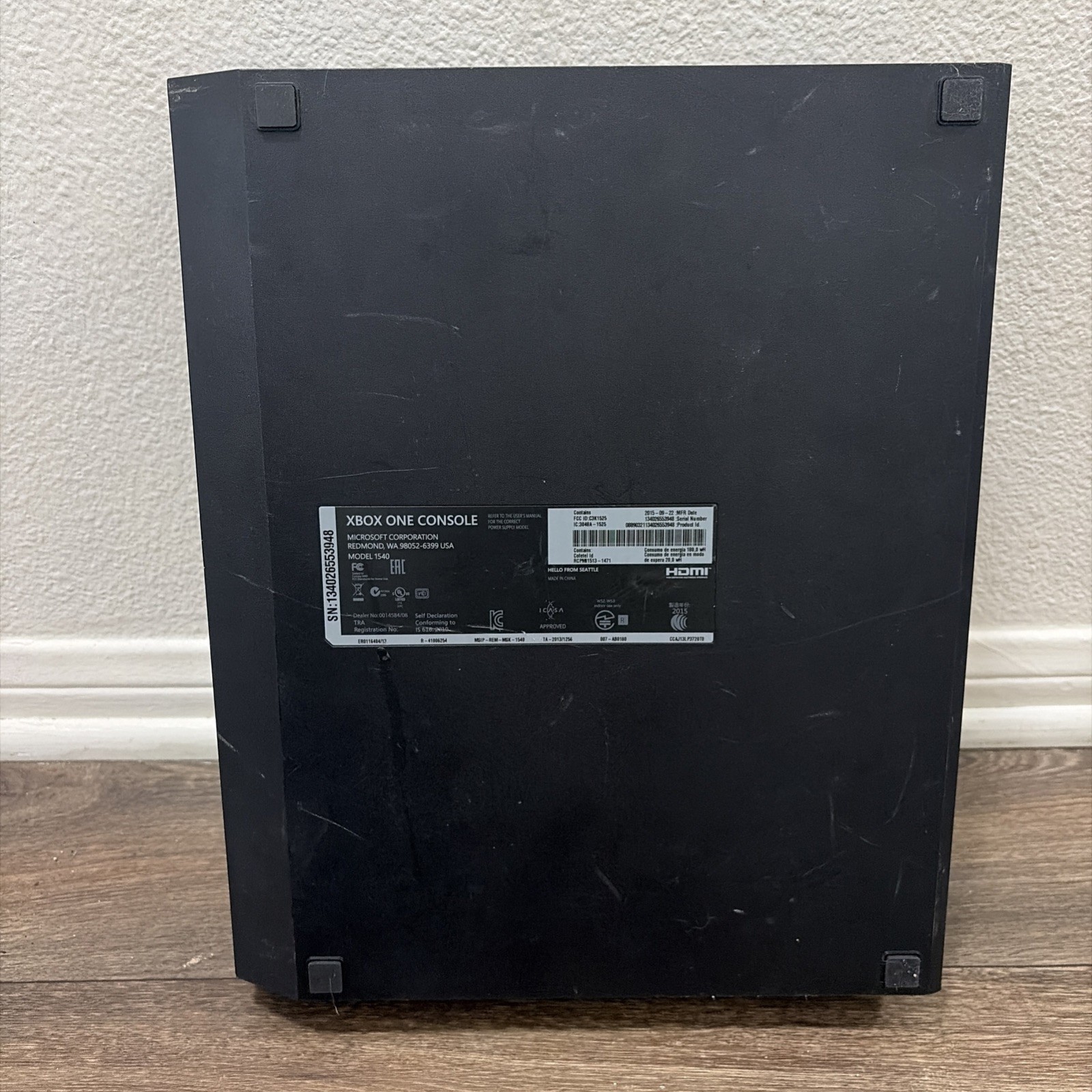 Microsoft Xbox One Black Home Console Model 1540 Untested For Parts or Repair