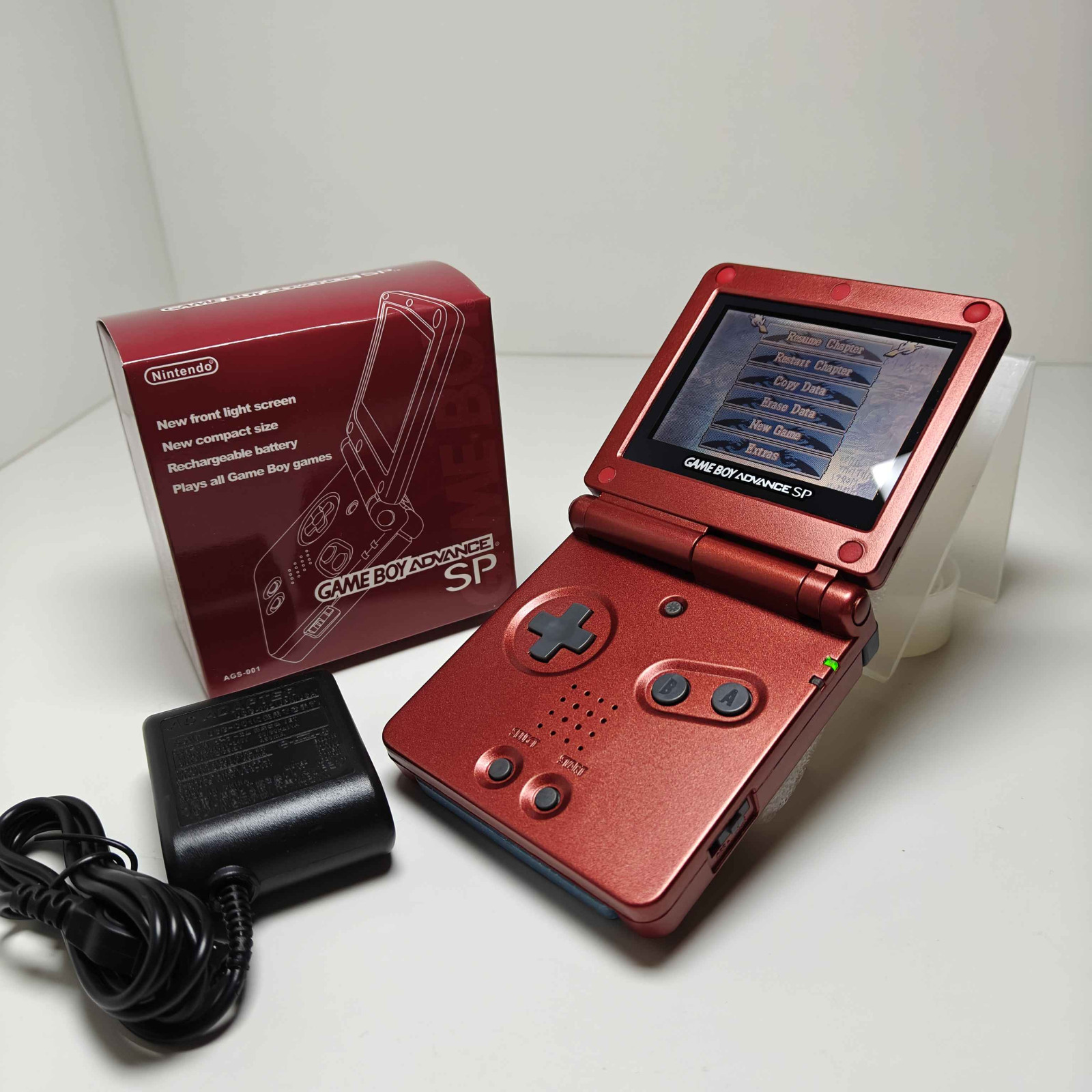 Nintendo Game Boy Advance GBA SP – Flame Red AGS-101 Restored Brighter Ruby Red