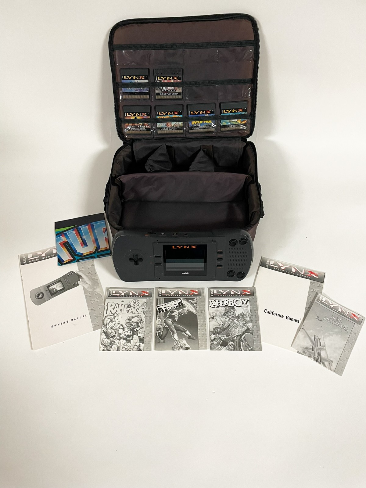 Atari Lynx Original Model Handheld Console Working with Travel Case & 6 Games