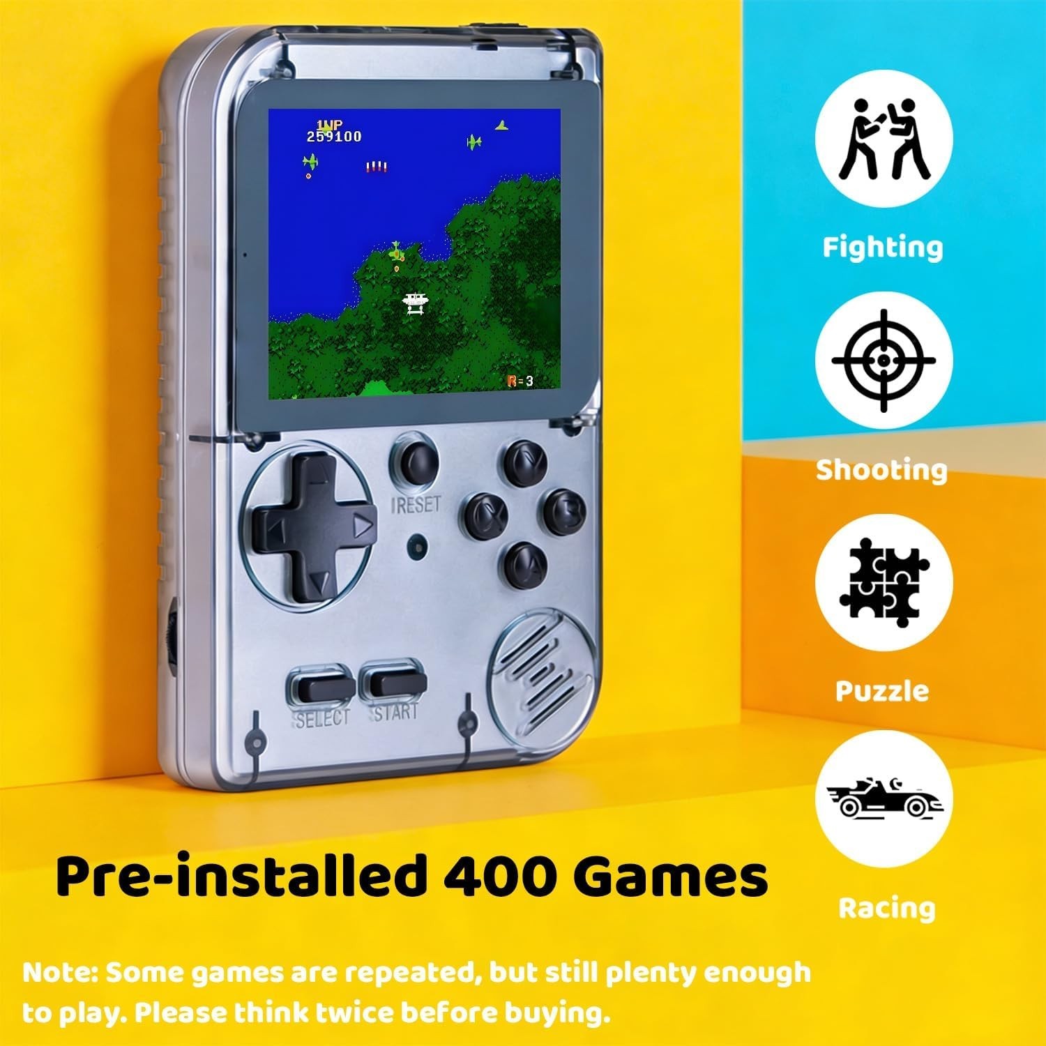 Compact Handheld Game Console for Boys & Girls: 400 Retro Games, Long Battery