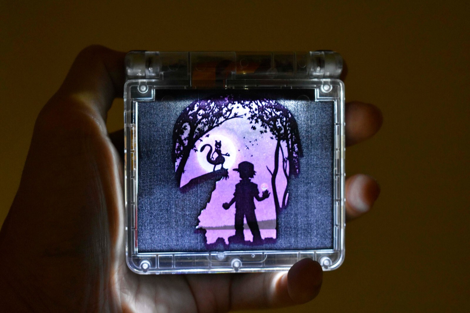 Backlit IPS LCD GBAsp Mod Nintendo Gameboy Advance SP LEDs Lamp Catching Mewtwo