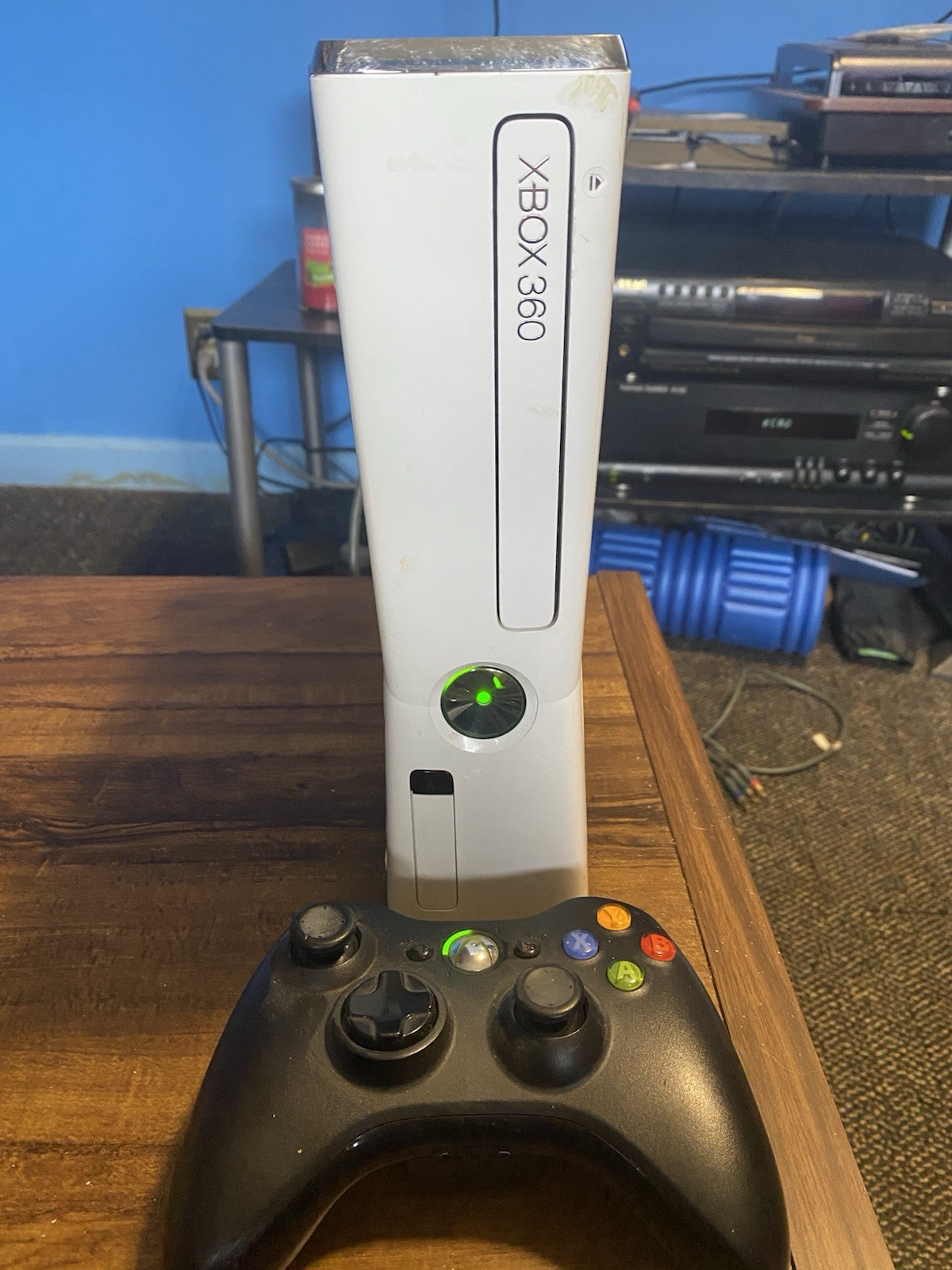 Xbox 360 S Slim 1439 White 500GB Controller And Cords Tested Works