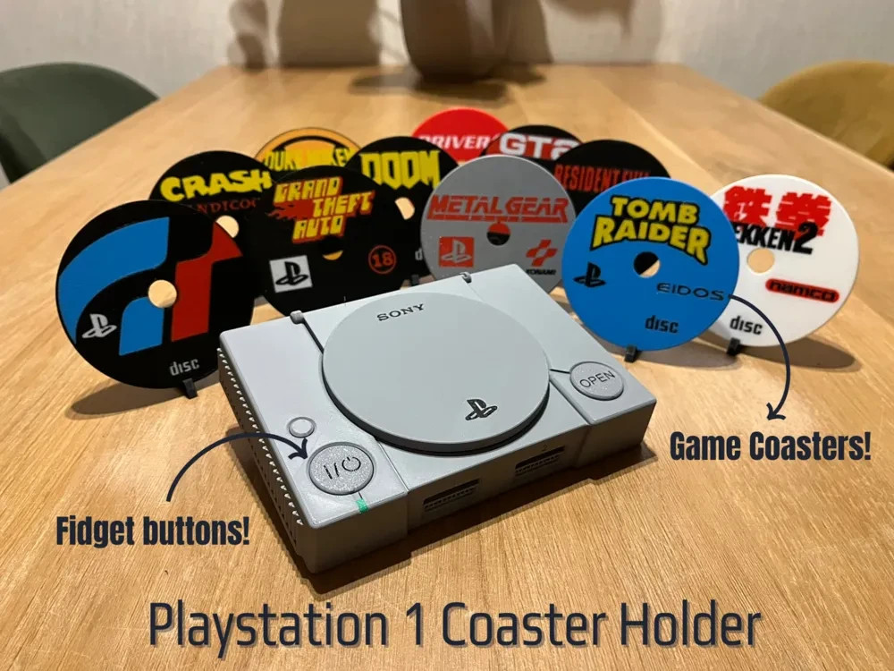 Playstation 1 Console + 12 Game Coasters