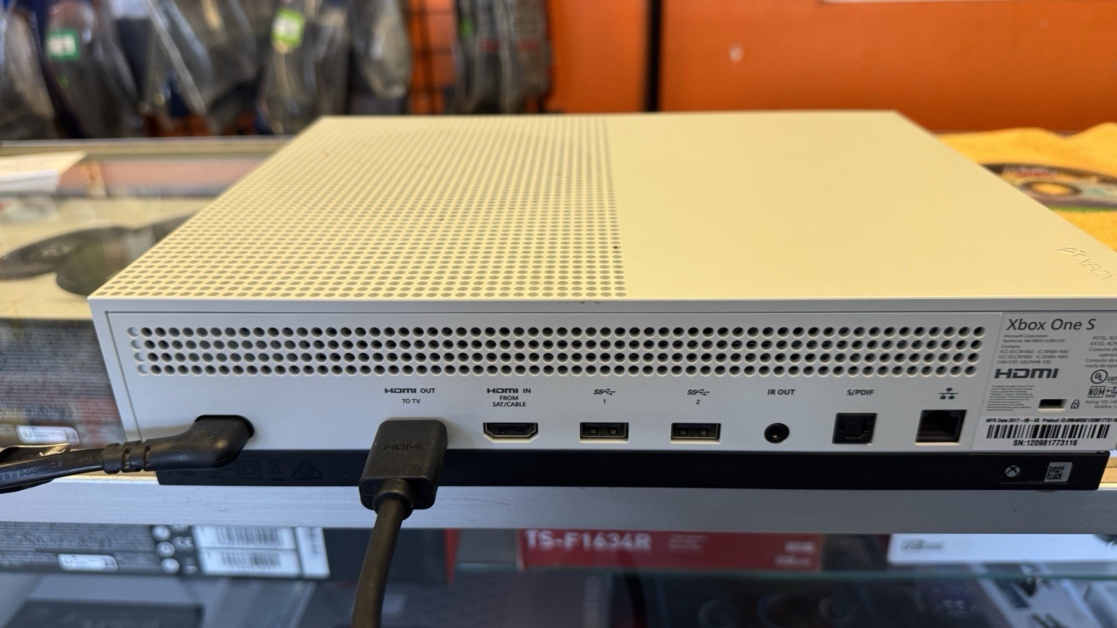 Xbox One S 365GB -wired & wireless controllers/batteries/charger/cords/4 Games