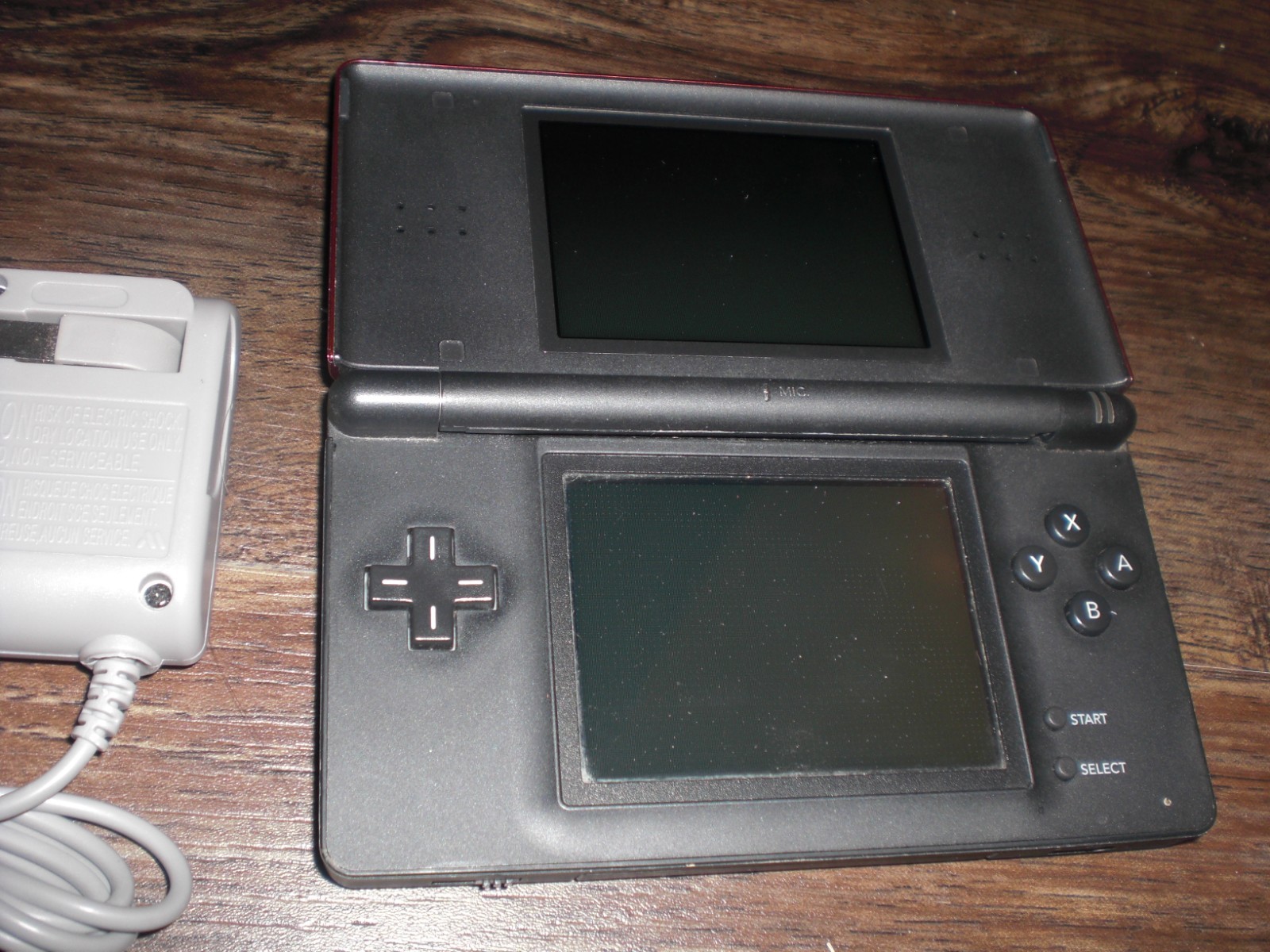 Nintendo DS Lite Red Onyx Black Console System + Charger Plays DS GBA HINGE READ