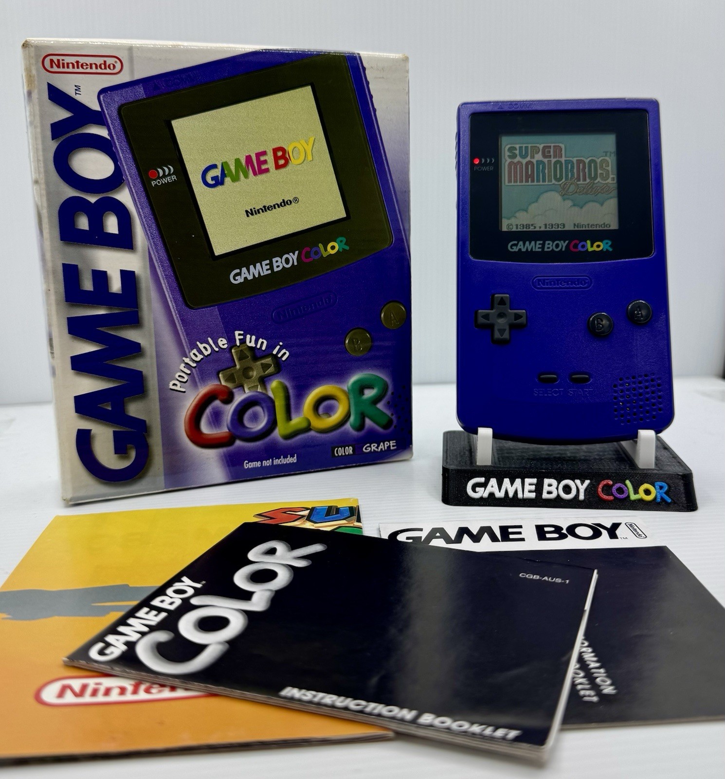 💜GRAPE GAME BOY COLOR – Complete In Box CIB Nintendo GBC Purple GameBoy Boxed