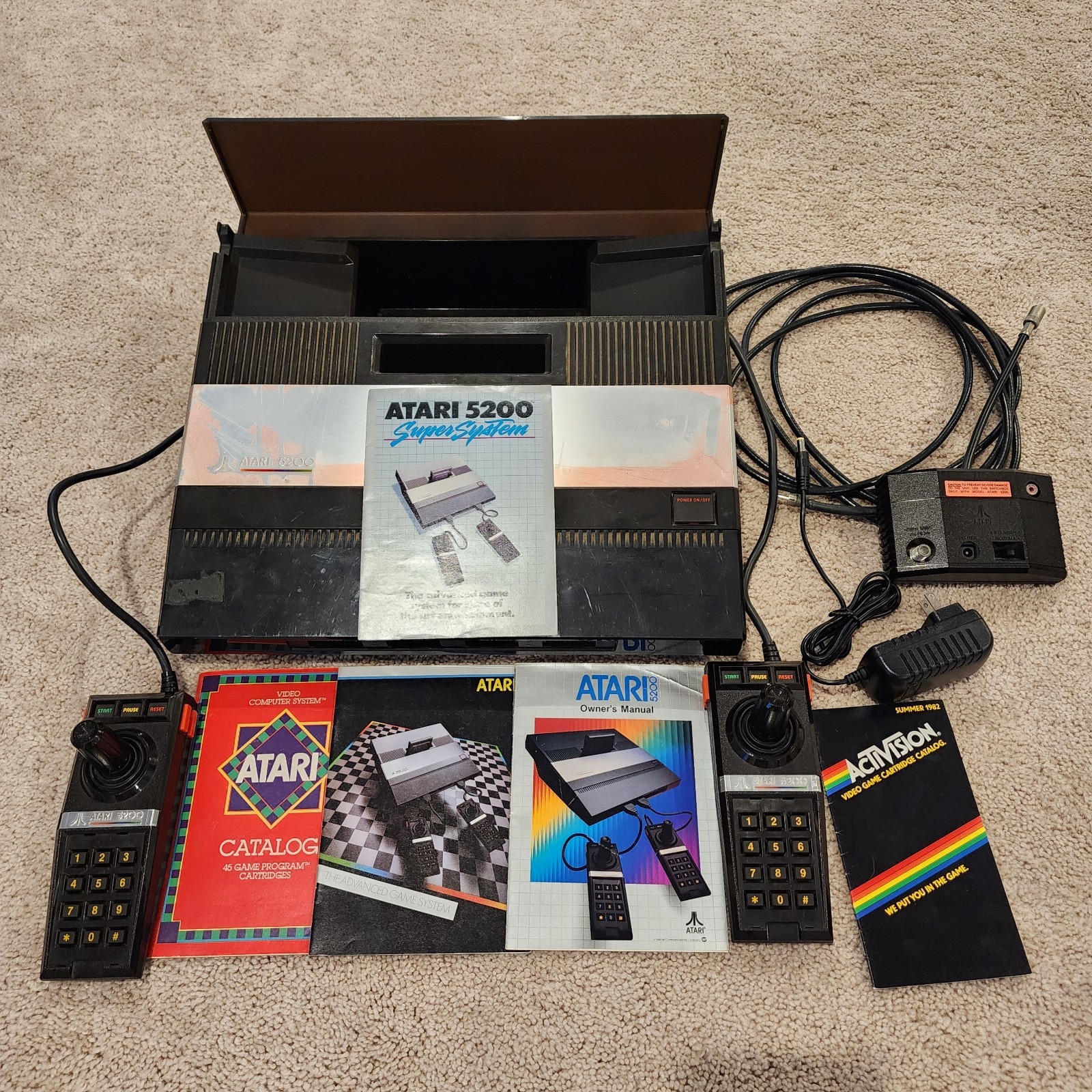 Atari 5200 Game Console w/2 Controllers Switchbox & Power – Tested & Working