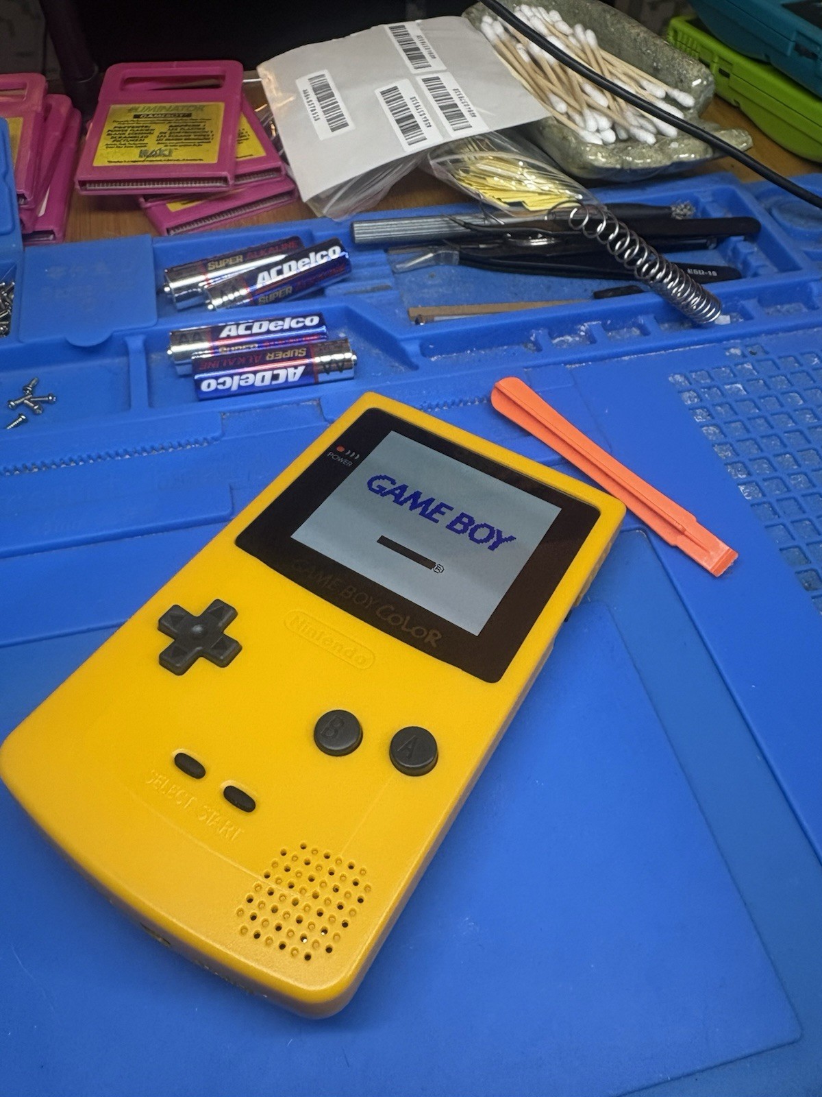 Backlit IPS Dandelion Yellow Gameboy Color 1500 MAH Battery Nintendo GBC USB C