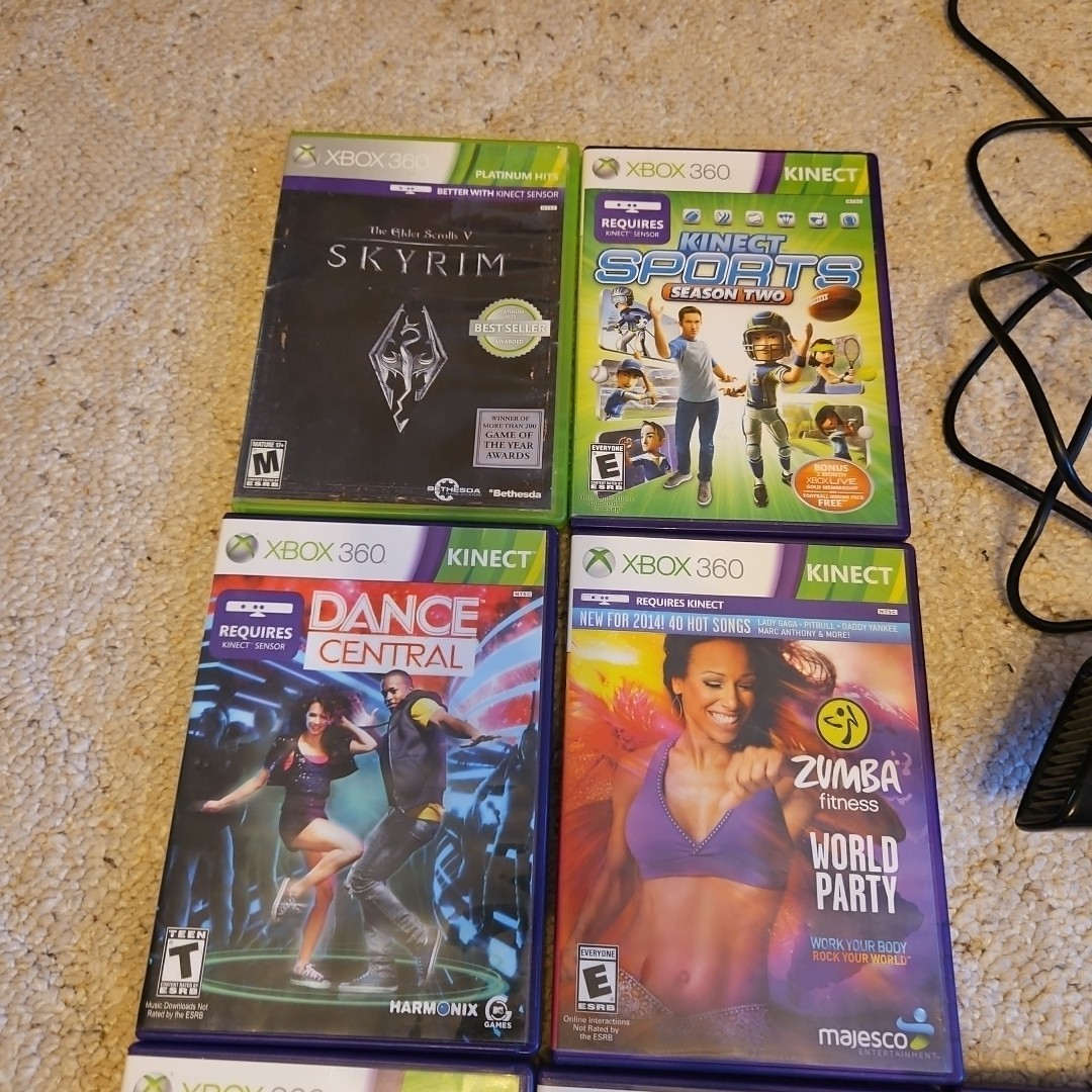 Xbox 360 Kinect Sensor + 9 Games Bundle Lot Tested Ready to Play