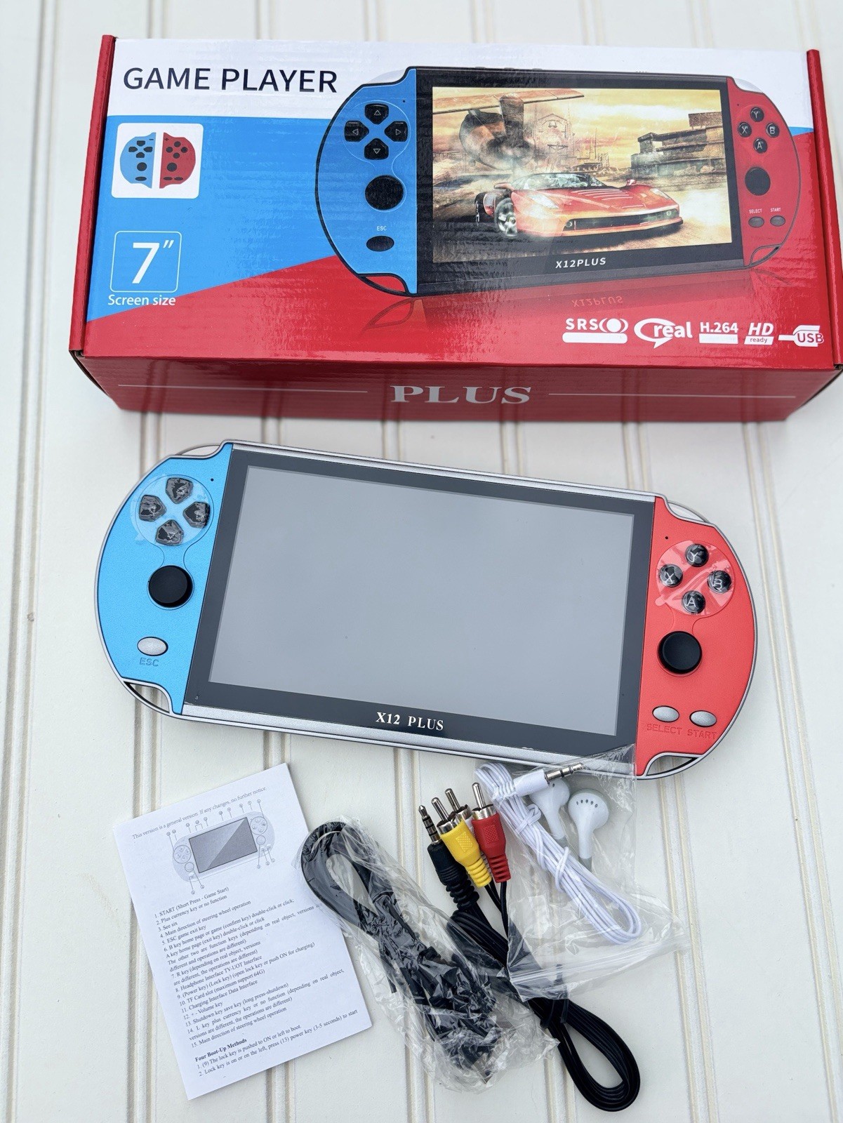 X12 Plus 7” Portable Game Console – 1000+ Games, Handheld Retro Gaming