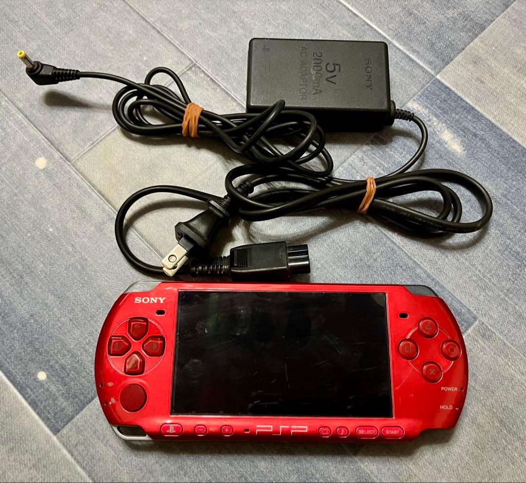 PSP N3807 Sony Pspj-200 Red Body Japan
