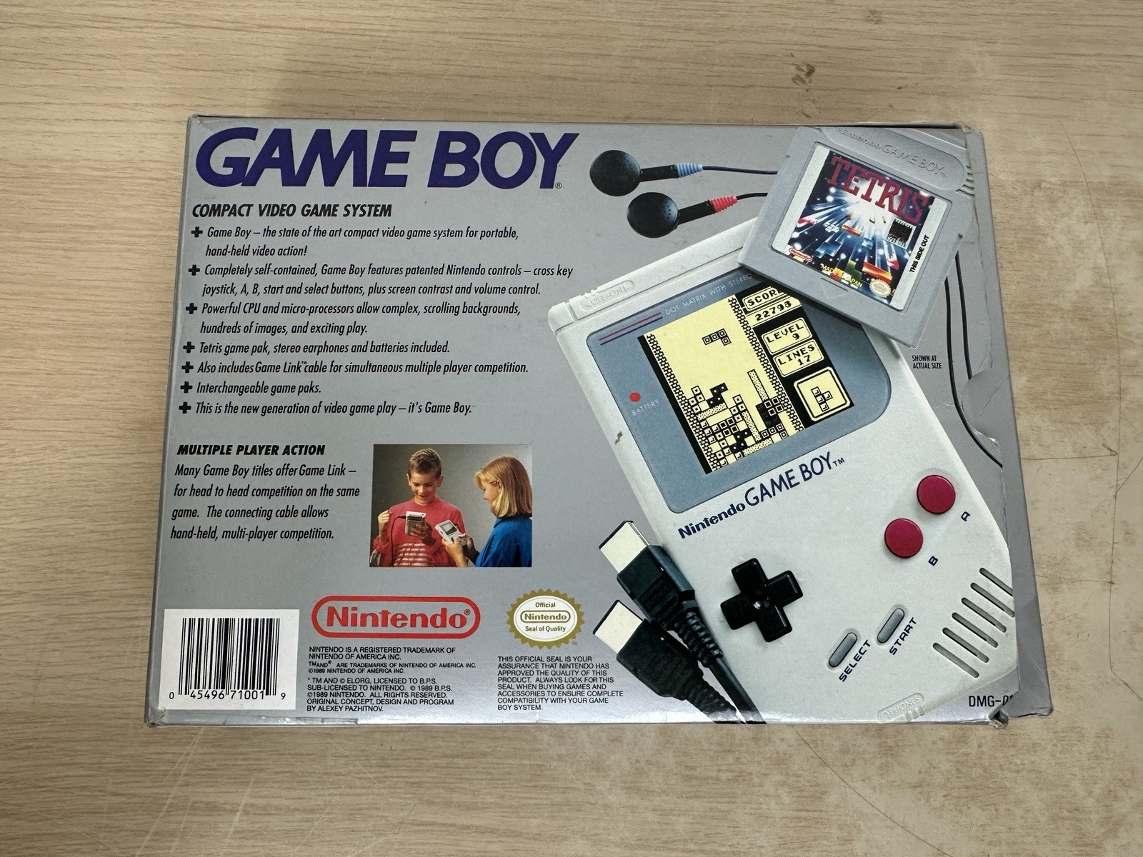 Original Game Boy 1989 DMG-01 Gameboy w/ Box, Foam, Cable, Inserts – WORKS!
