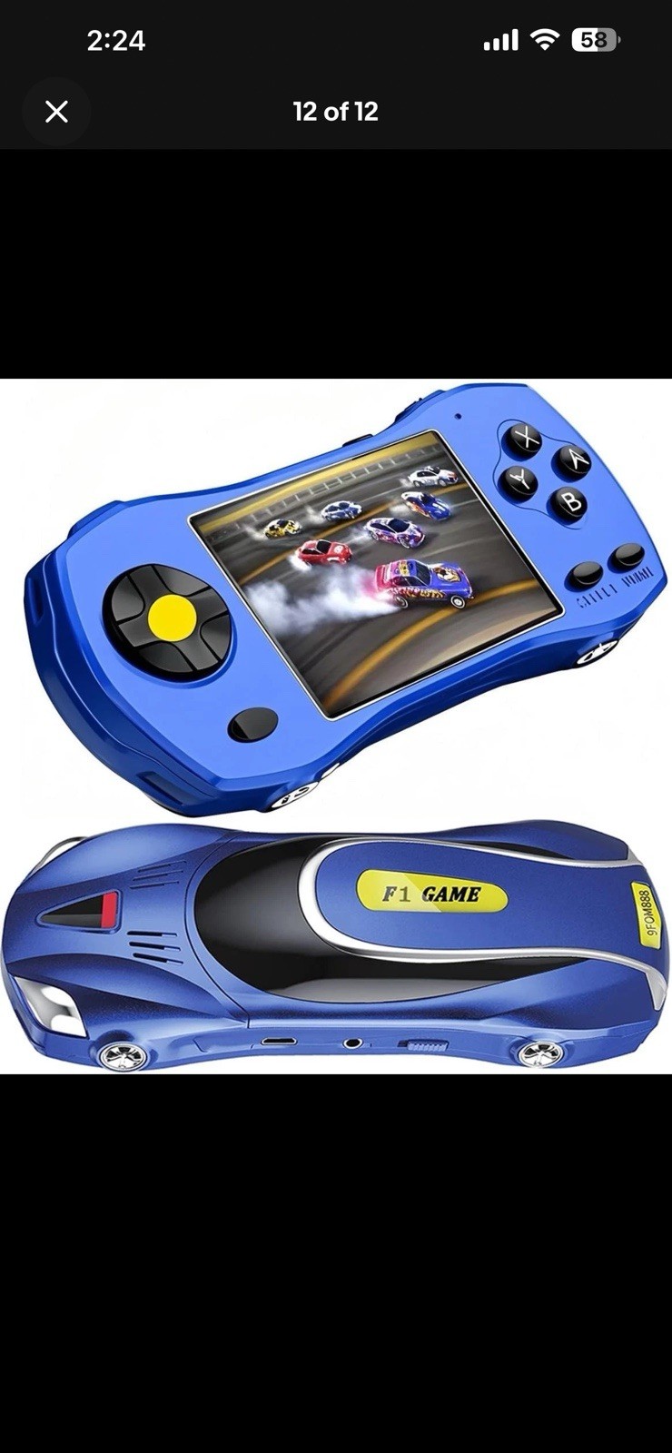 F1 Game Handheld Racing Console Built-in Games Blue Black Yellow USB-A 3.5mm