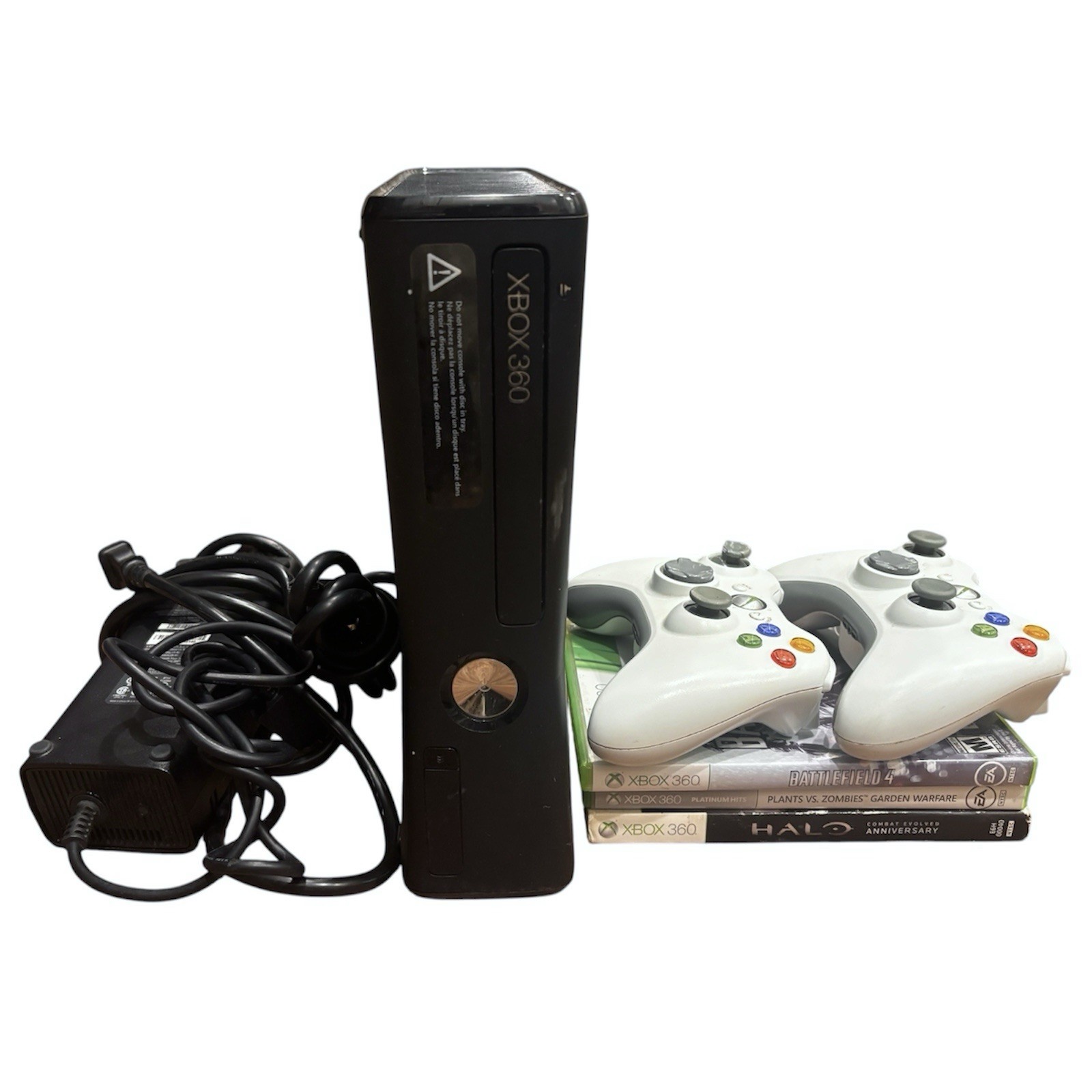 Xbox 360 S 250GB Model 1439 Black Console System Bundle lot w/ games TESTED!