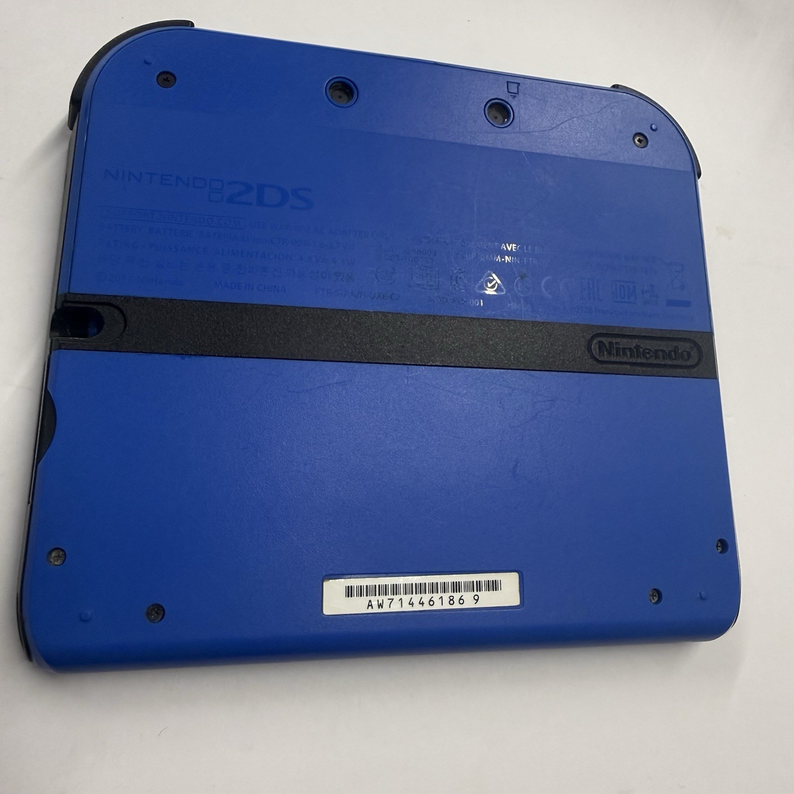 3ds – Nintendo 2DS Console – Electric Blue & Black Tested Missing Rubber #2943