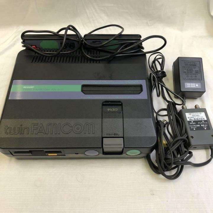 SHARP Twin Famicom Black AN-505BK Game Console Showa Retro Very Good Condition