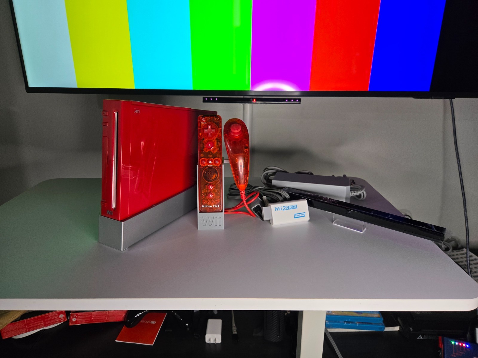 Nintendo Wii Console Red + Plays GameCube Games + USA + Renewed + Free Stand