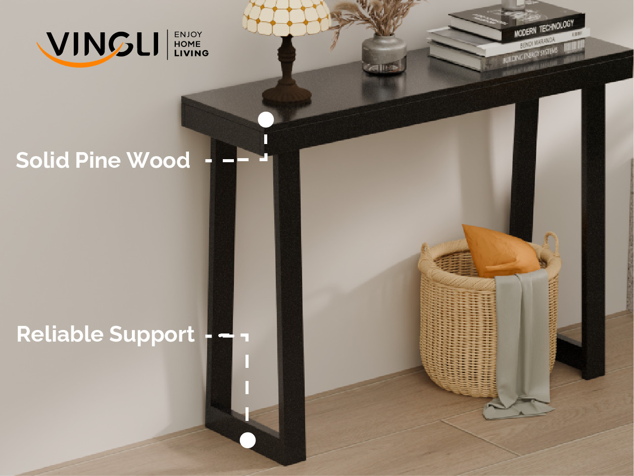 Solid Wood Console Table Narrow Entryway Table for Hallway Behind Couch Foyer