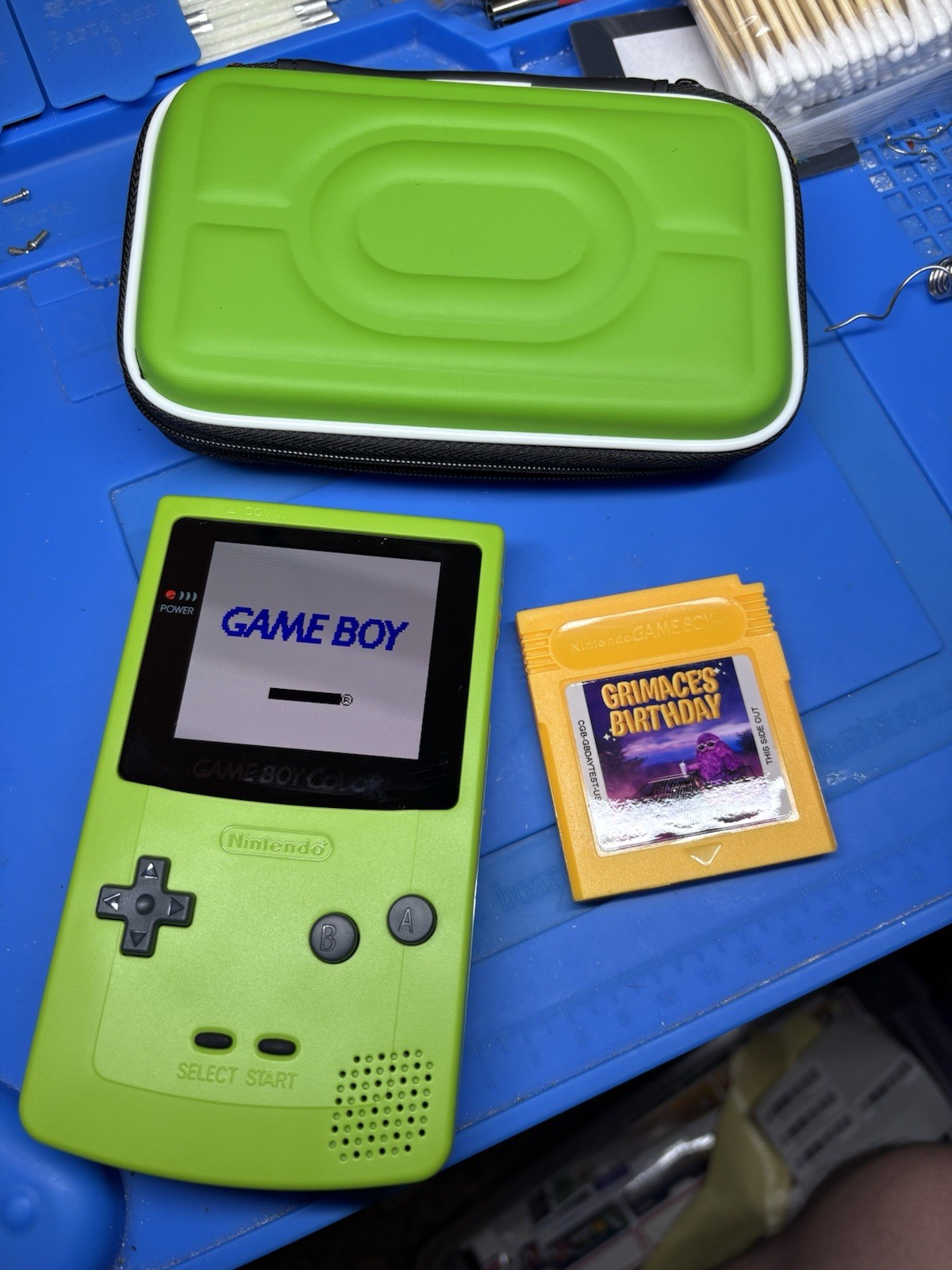 Backlit IPS kiwi Green Gameboy Color 1500 MAH lithium Battery Nintendo GBC USB C