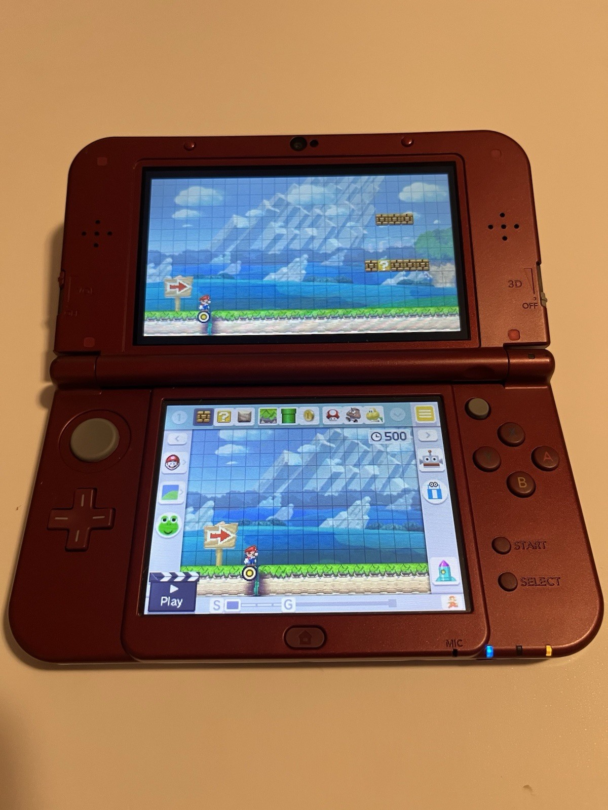 “NEW NINTENDO 3DS XL” RED BUNDLE, TESTED; CHARGER, STYLUS & 3 GAMES, WORKS GREAT