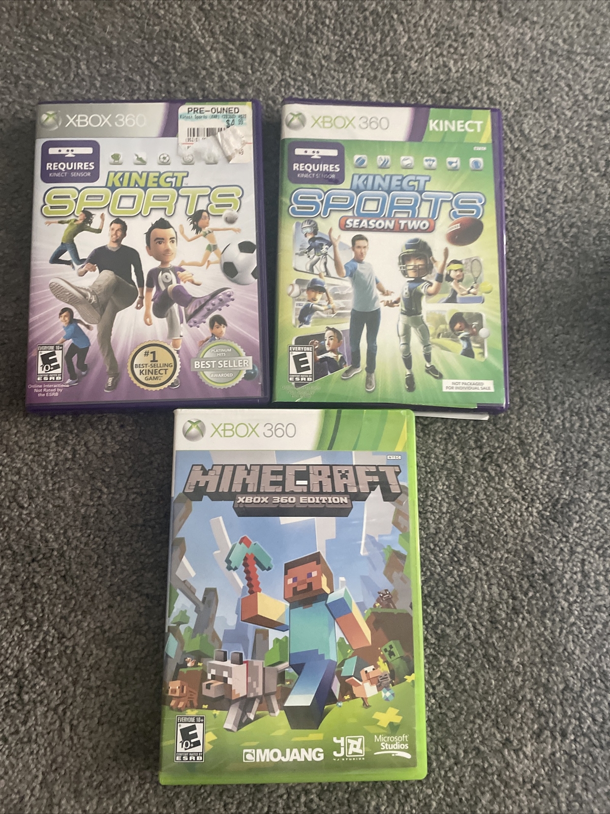 Used Xbox 360 Console, includes 2 Controllers, Kinect Sensor, and 3 games.