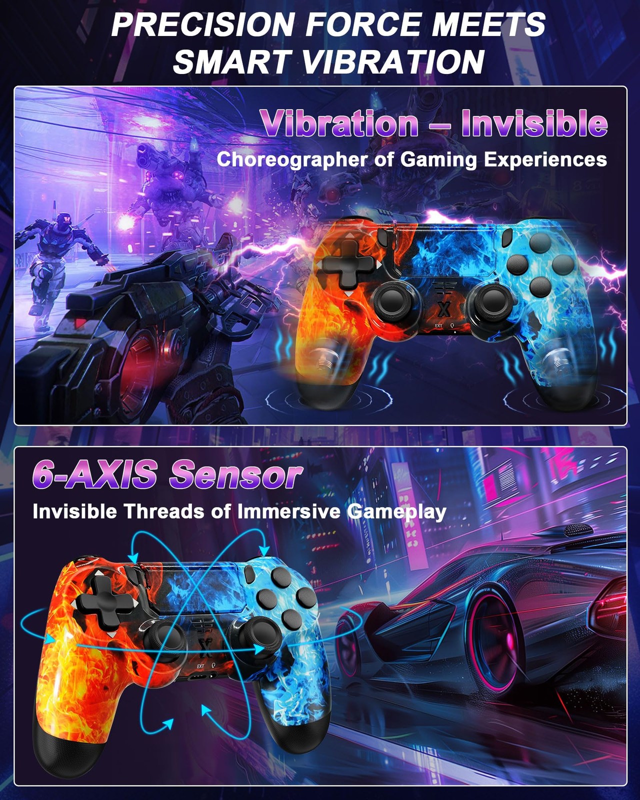 Wireless Controller for PS-4, Dual Vibration Game Joystick/Motion Sensing/Tou…