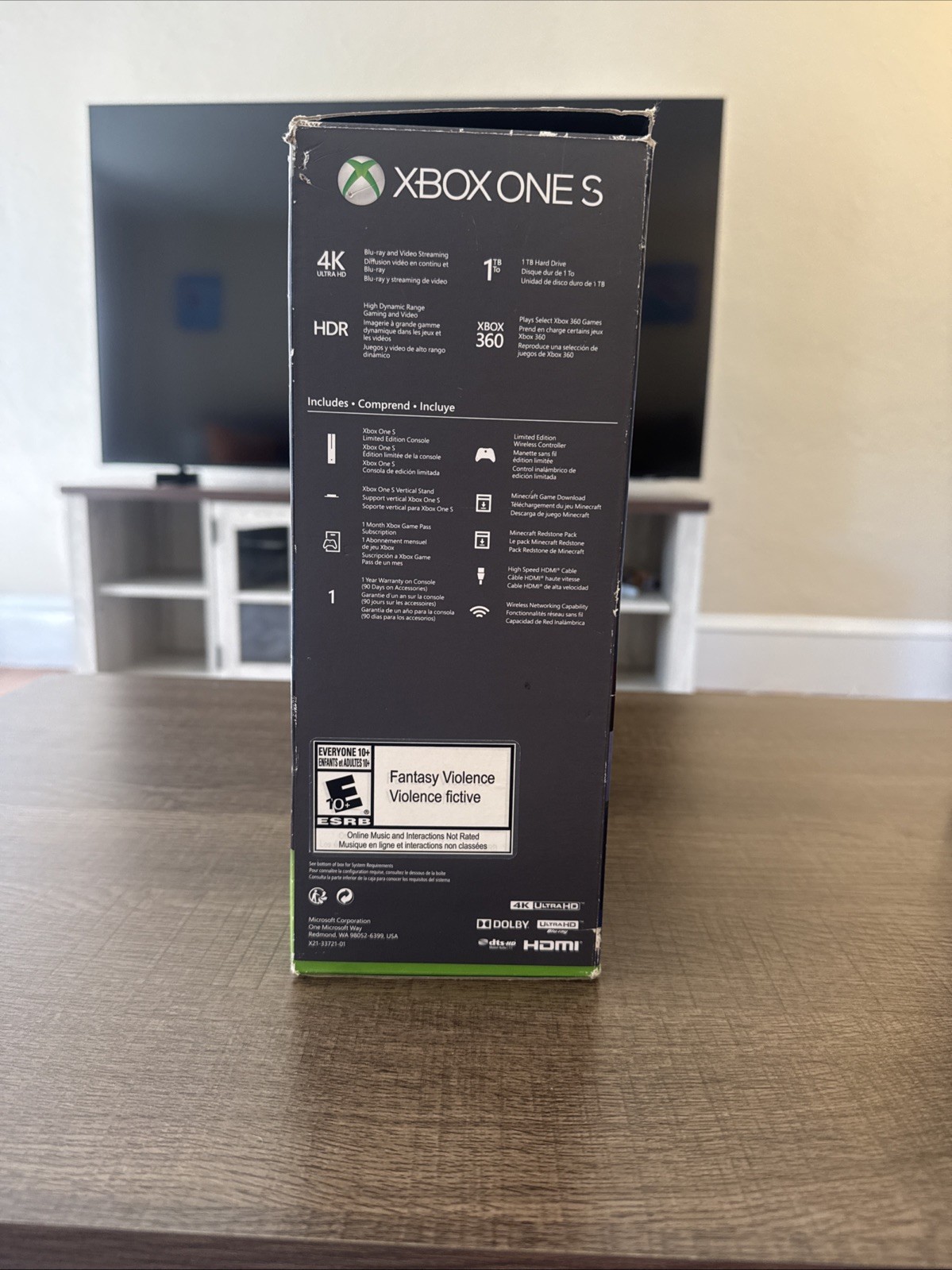 Xbox One S Minecraft Console Creeper Controller Complete CIB Box Stand Inserts
