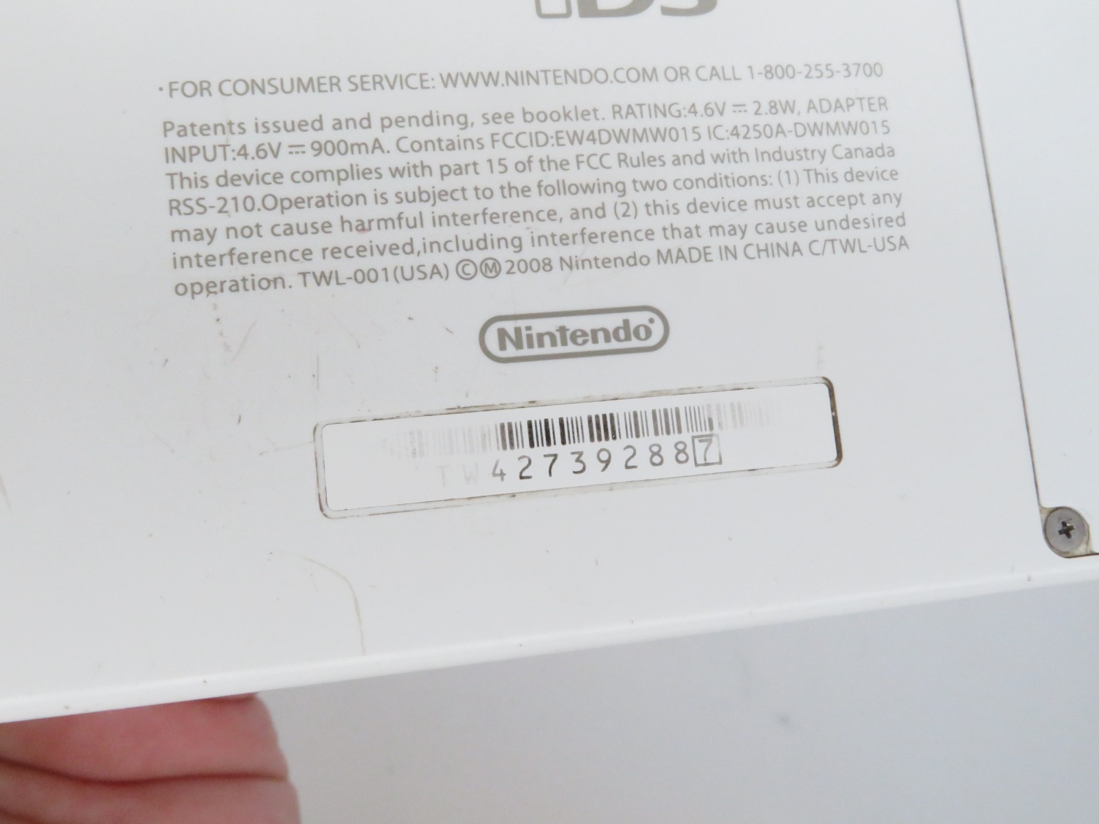 Nintendo DSi Handheld Game Console, White – Works but AS-IS for Parts/Repair