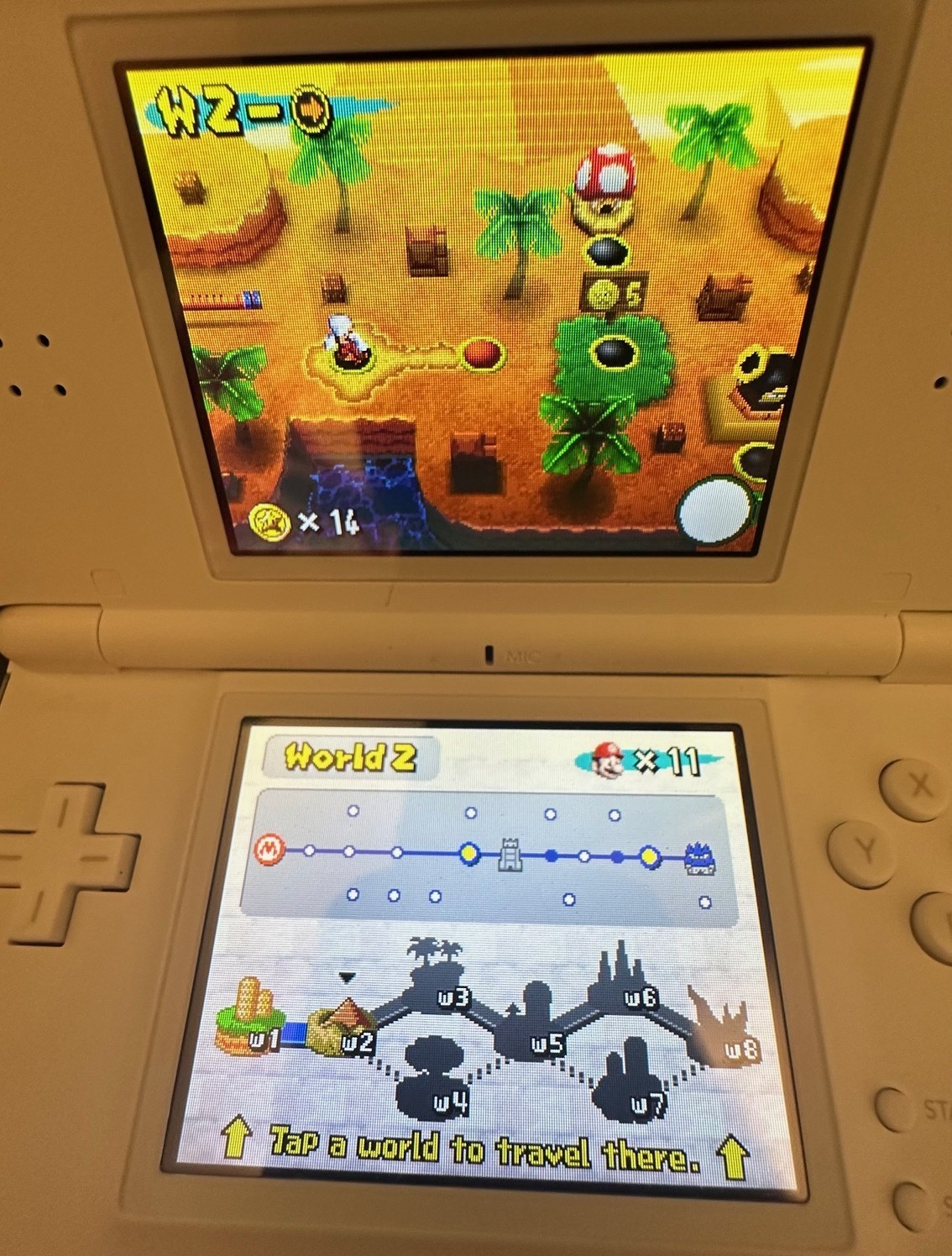 Nintendo DS Lite White Bundle w/ Charger + Mario Kart DS + New Super Mario Bros
