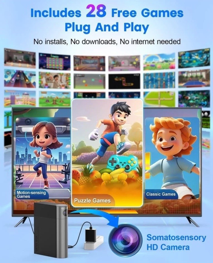 AR Motion Gaming Console Plug & Play Video Game System Kids & Family