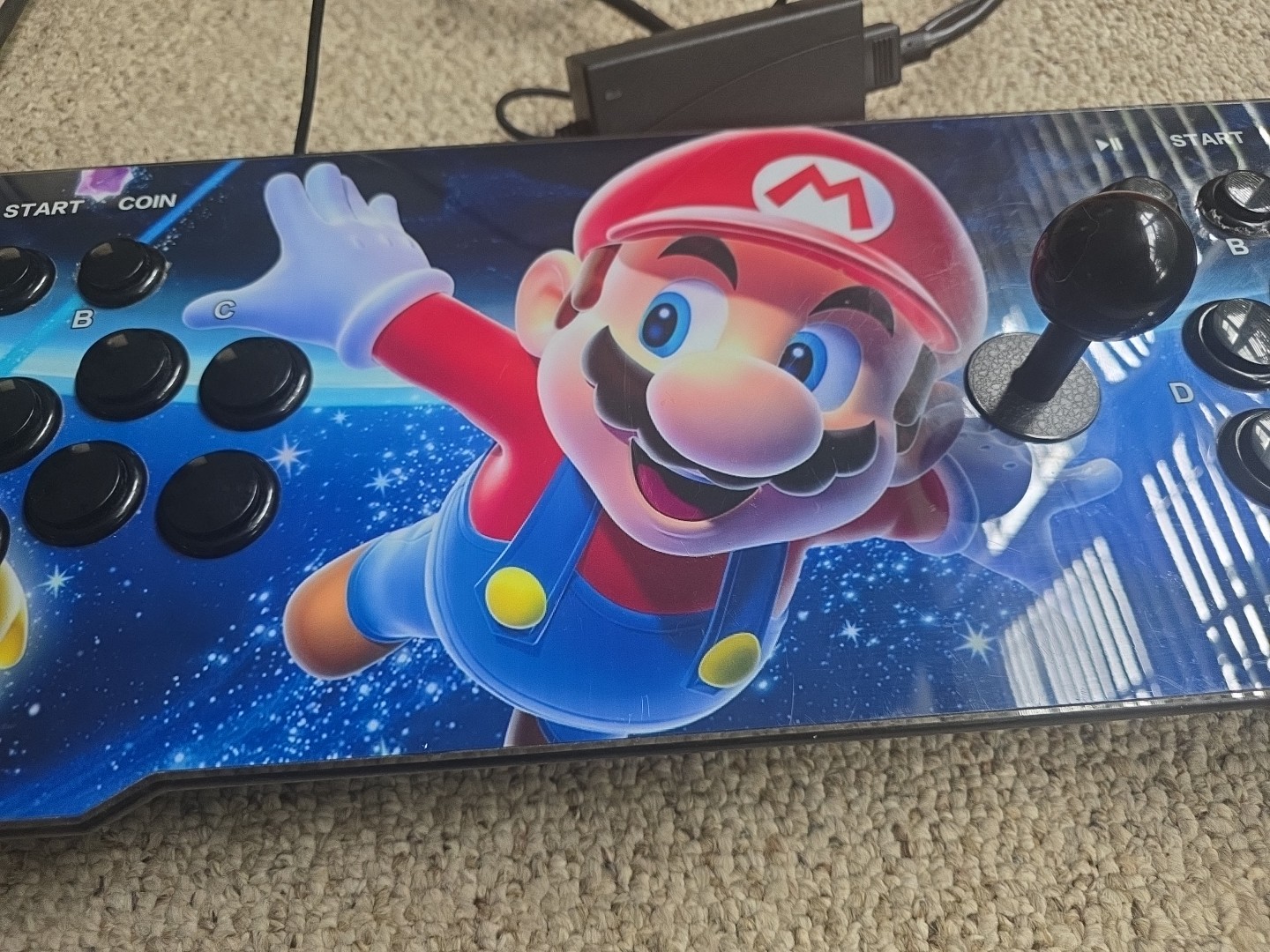 Retro arcade console Pandora Box” style fight stick. Joy Stick Rabbit Maze.